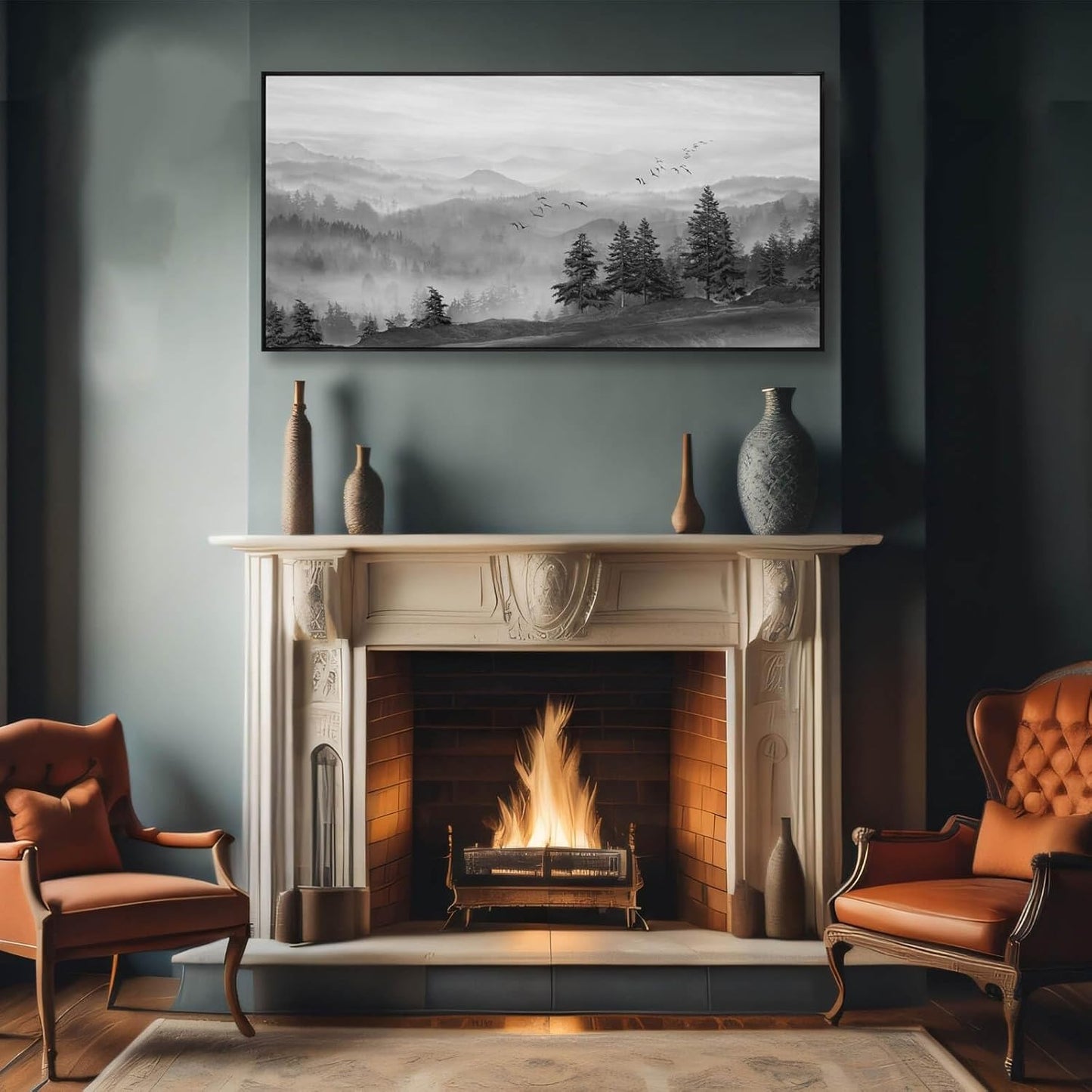 Canvas Wall Art Forest Wall Art Tree and Bird Pictures Framed Artwork for Living Room Bedroom Kitchen Office Wall Decor 24x48 Inch