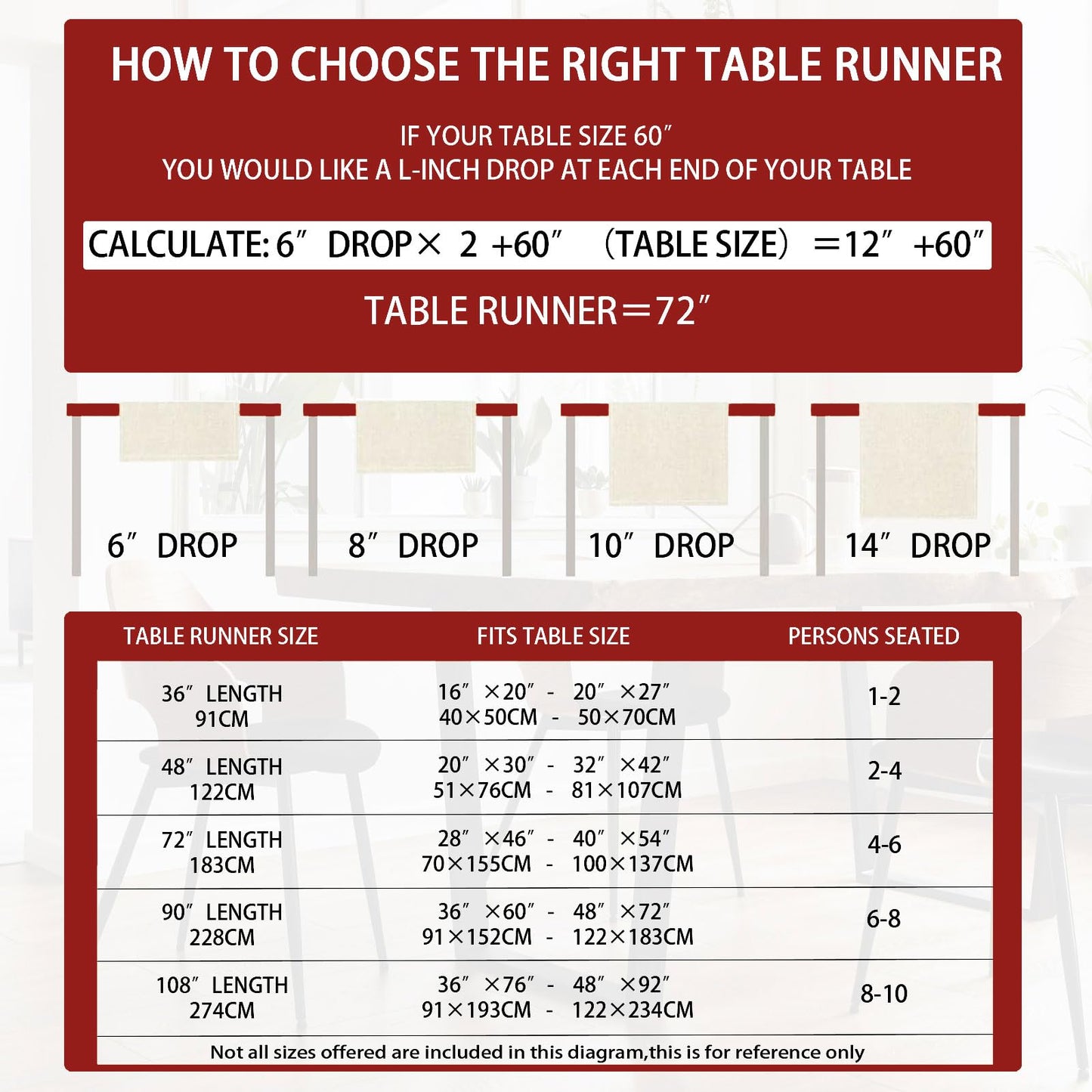 Red Snowflakes Winter Christmas Table Runner - Festive Holiday Dining Decor (Available in 4 Sizes)