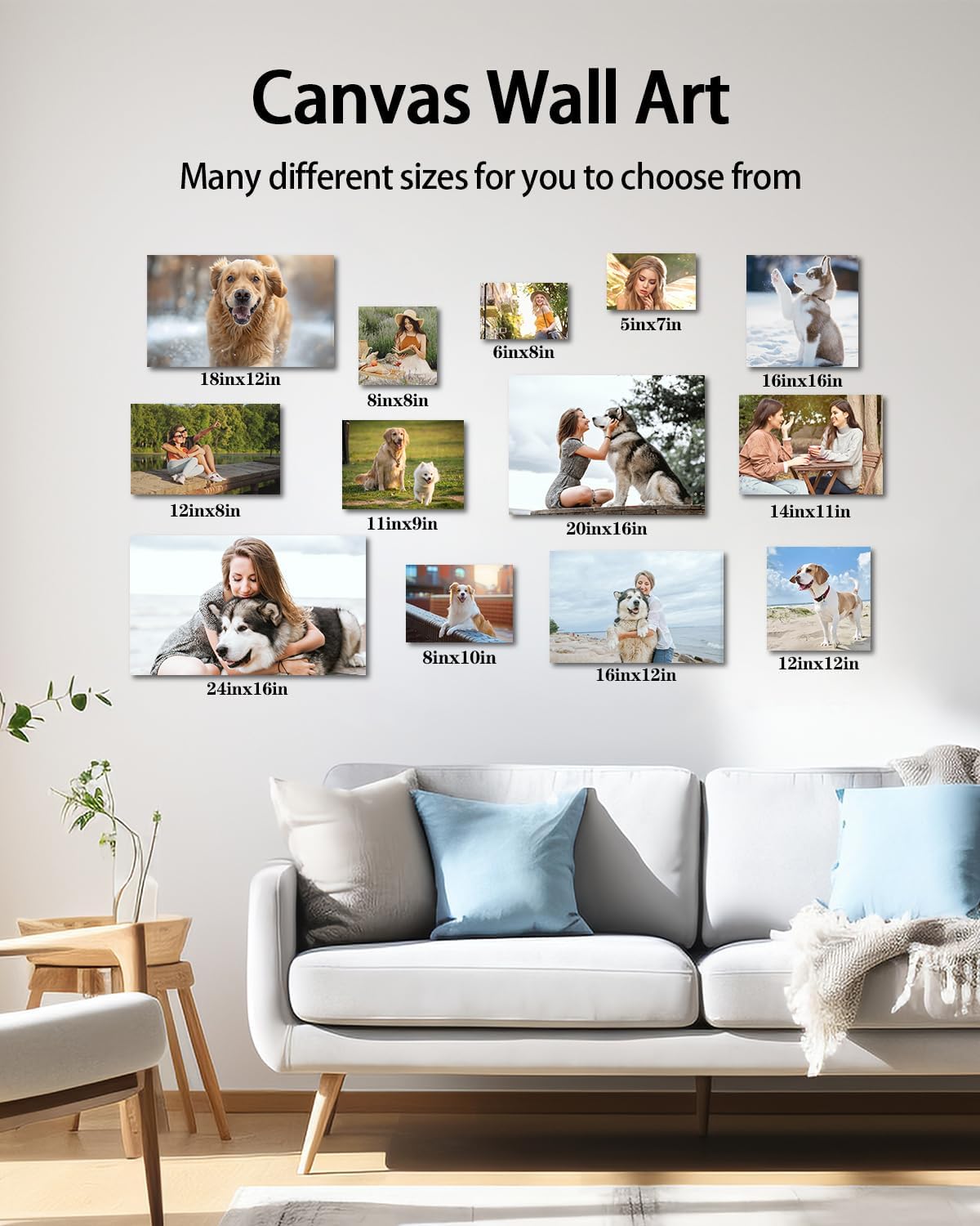 AbcCustomize Canvas Prints with Your Photos，Custom Canvas Wall Art for Bedroom, Living Room, Farmhouse Decor，Personalized Gifts Canvas Prints for Family，Friend，Lover，Pet