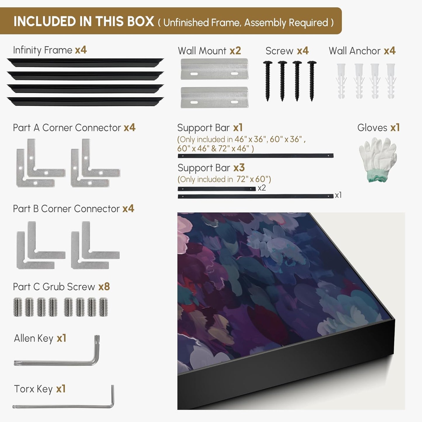 SIGNWIN 60"x72" Extra Large Framed Wall Art Bold Peony Bloom in Colorful Impressionist Style, Lush Floral for Home Living Room Bedroom Decor (Frame Assembly Required)