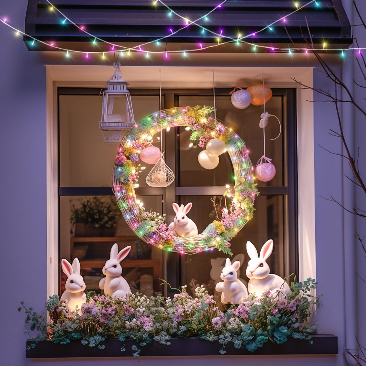 JMEXSUSS 2 Pack Easter Lights Battery Operated Outdoor Indoor, Total 66ft 200 LED Multicolor Easter String Lights for House Porch Yard Garden Tree Decorations