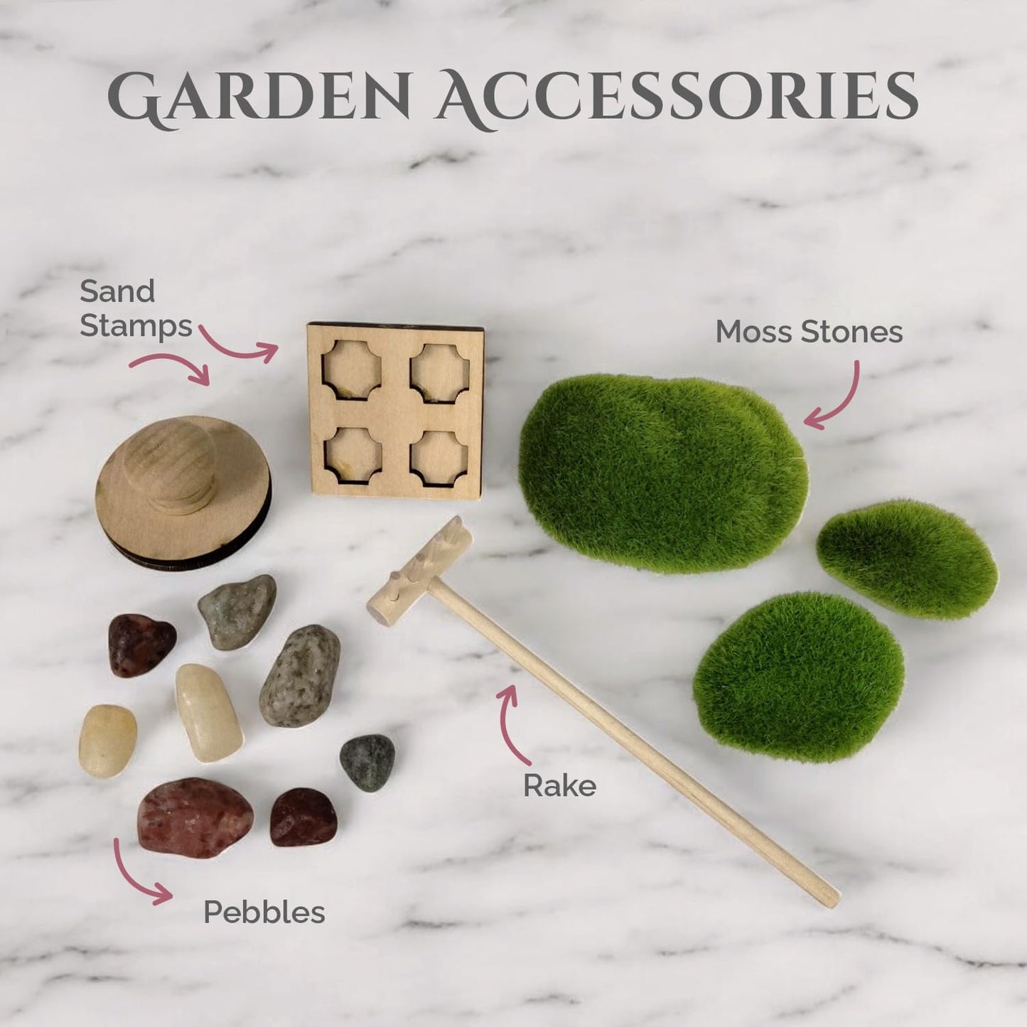 Wooden Stackable Zen Garden | Blue Oasis Sand with Rake & Accessories | Minimalist Decor Gift for Relaxation