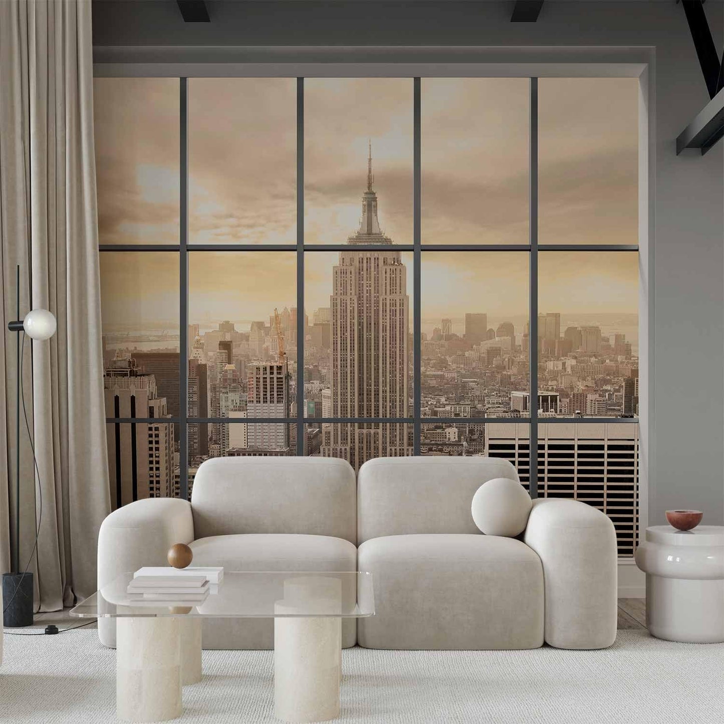 artgeist Wall Mural Peel and Stick New York City 212x98 in - XXL Self-Adhesive Corner Wallpaper Removable Large Sticker Foil Angle Wallpaper Wall Decor Print Window View Skyline Panorama c-A-0074-a-e