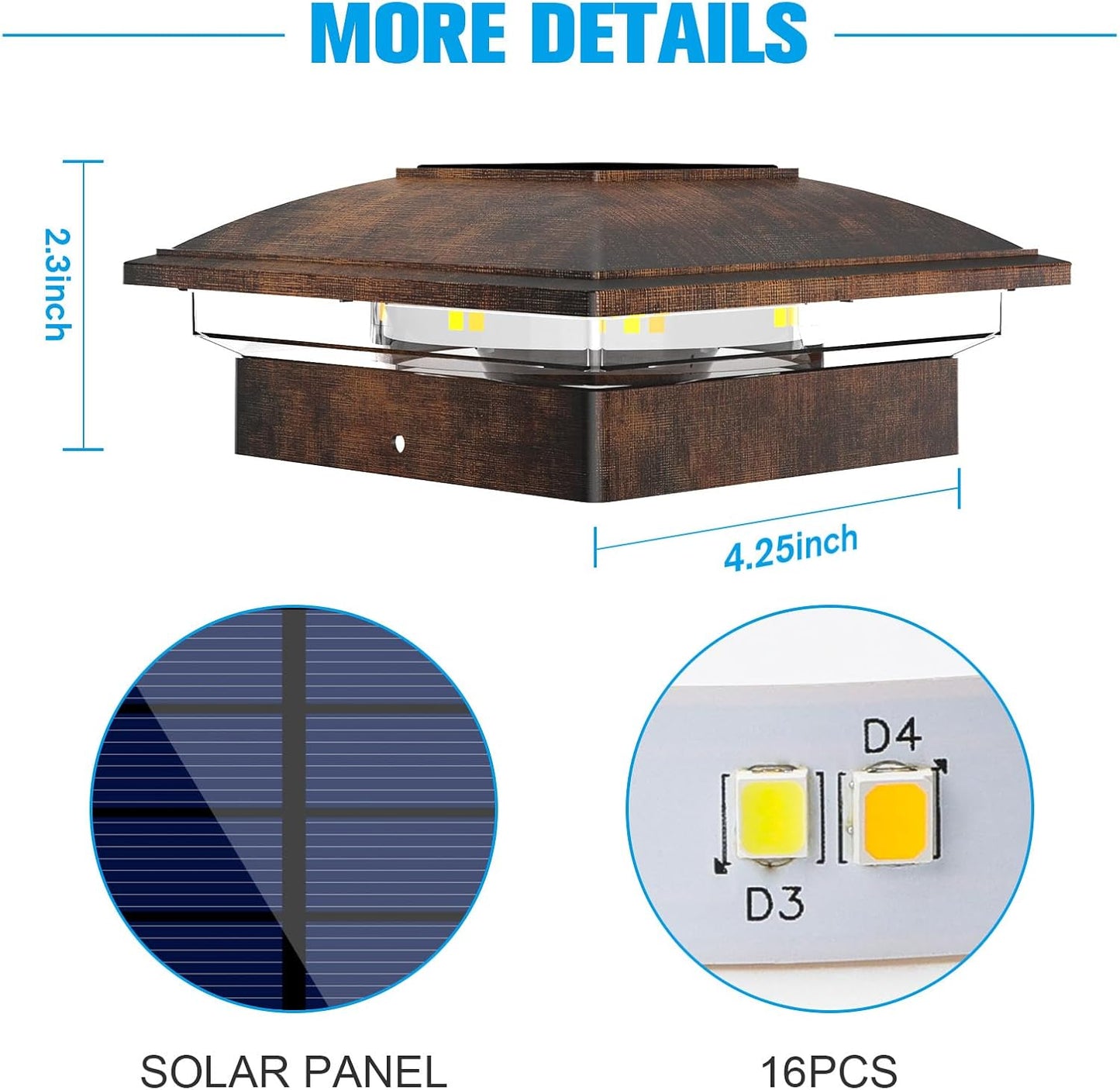 VOLISUN Solar Post Cap Light Outdoor 12pack,Solar Deck Fence - Post Lights Waterproof for 4x4 Wooden/4x4 Vinyl, with Warm White/Cool White for Garden/Patio/Porch