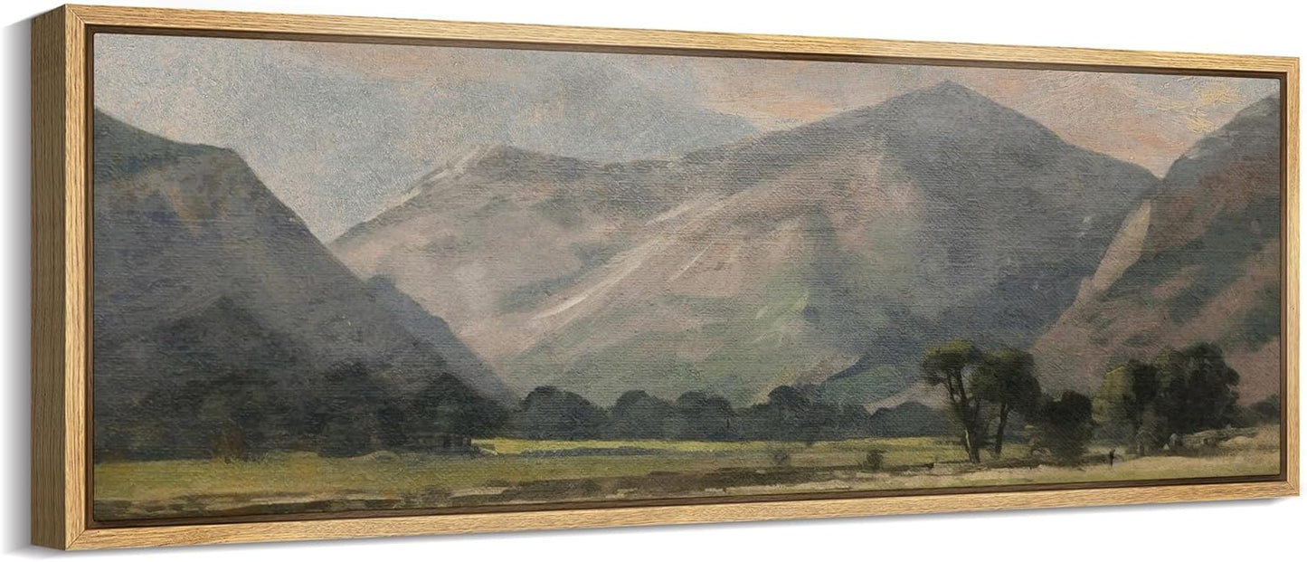 MUDECOR Large Framed Canvas Print Wall Art Pastoral Beauty Classic Mountainous Landscape Illustrations Antique Retro Fine Art Illustrations Decorative Colorful for Bedroom - 60"x20"