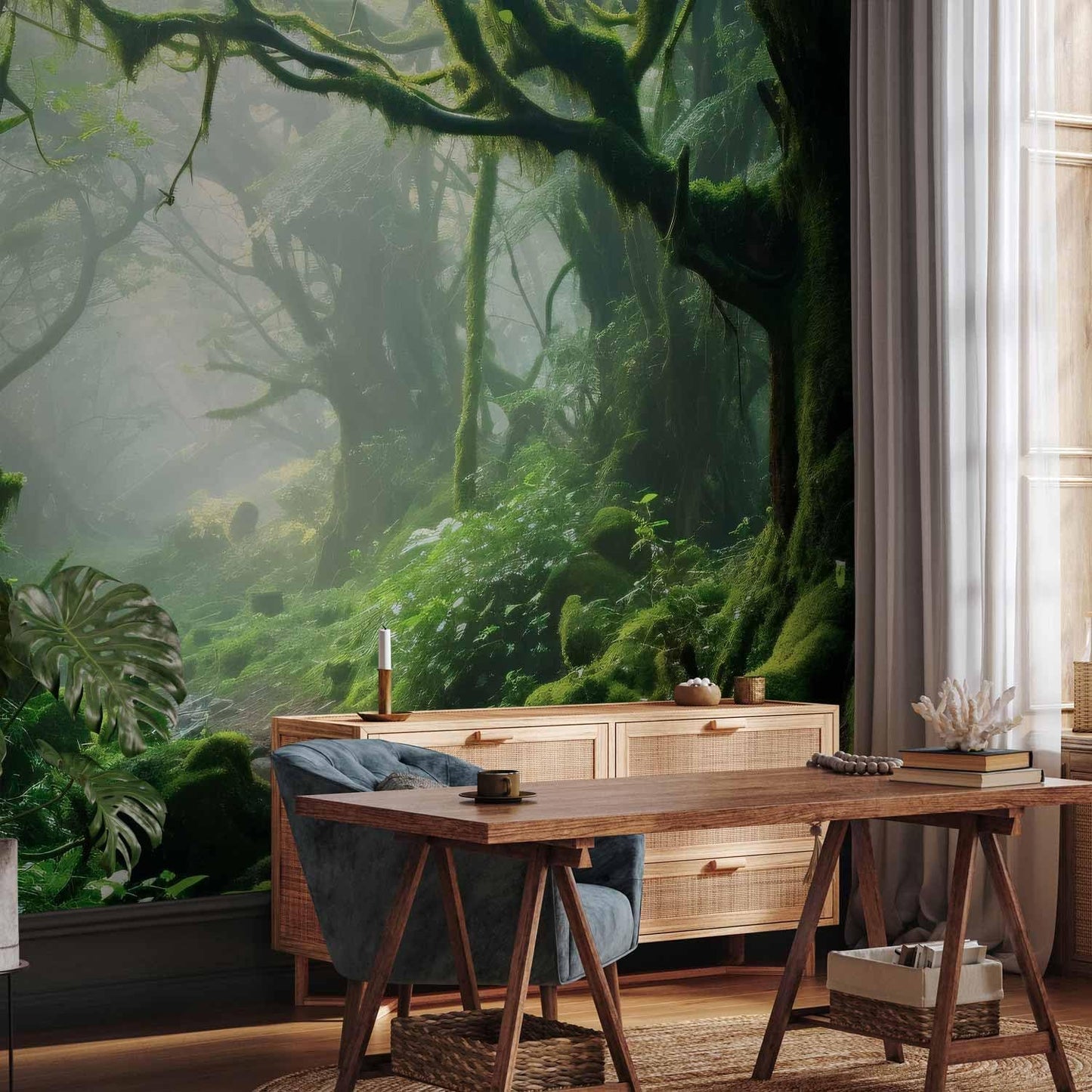 artgeist Premium Wall Mural Forest 216x98 in - Non-Woven Photo Wallpaper Art Print Fleece Wall Mural Decoration Poster Trees Forest Moss Mystery c-B-10183-a-a