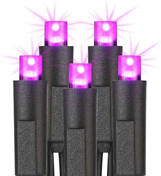 Brizled Purple Halloween Lights, 33ft 100 LED 5mm Wide Angle Halloween String Lights, 120V UL Certified Connectable Light String Purple Mini Light for Party Indoor Outdoor Tree Decoration, Black Wire