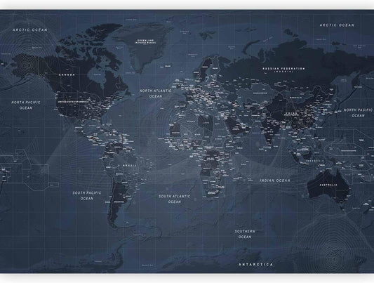 artgeist Premium Wall Mural World Map 138x101 in - XXL Non-Woven Wallpaper Fleece Wall Decor Photo Print Picture Image Design Home Map of The World k-A-0123-a-a