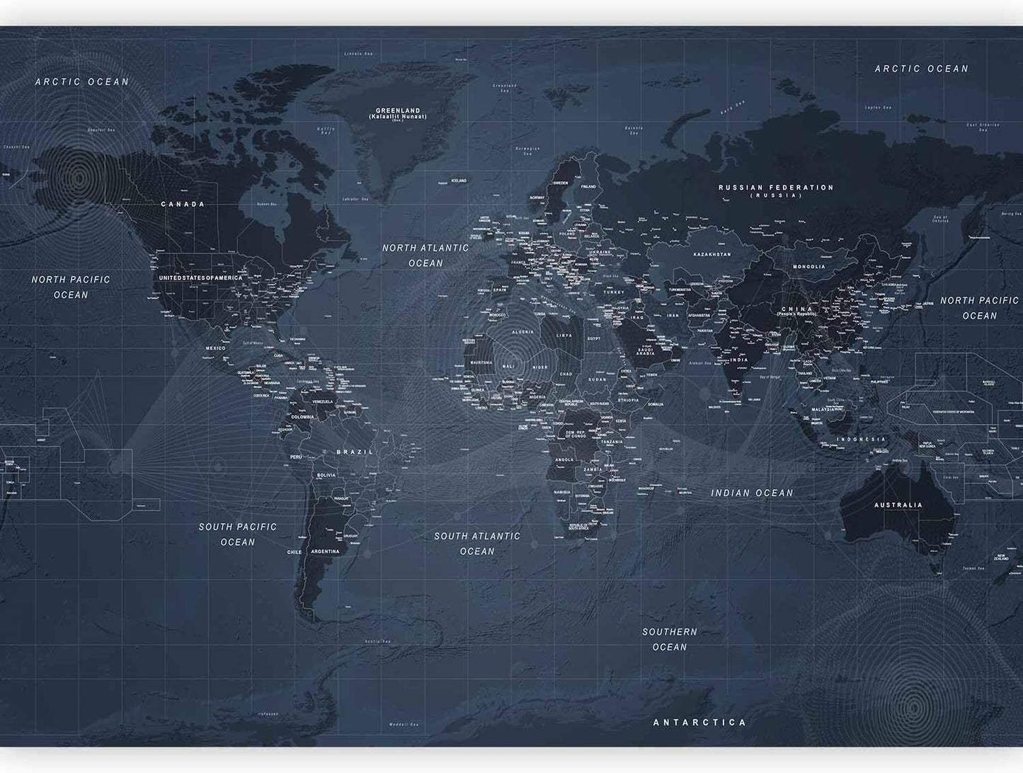 artgeist Wall Mural World Map 197x138 in - XXL Non-Woven Wallpaper Fleece Wall Decor Photo Print Picture Image Design Home Map of The World k-A-0123-a-a