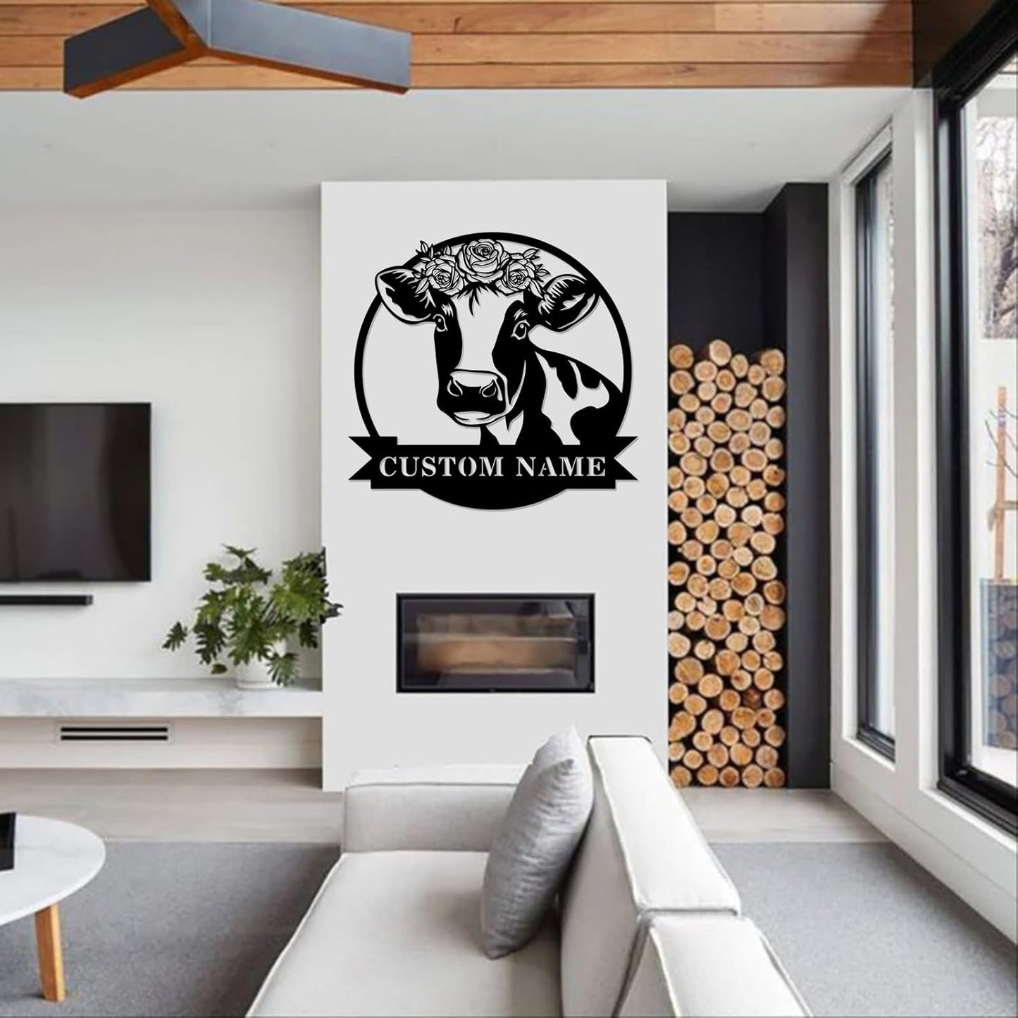 Cow Metal Sign Custom,Cow Personalized Family Name Sign Wall Art,Farm Customized Metal Wall Decor Gifts for Wedding,Funny Cow Monogram Decor for Farmhouse Bedroom Outside Garden Ranch Yard Wall Decor