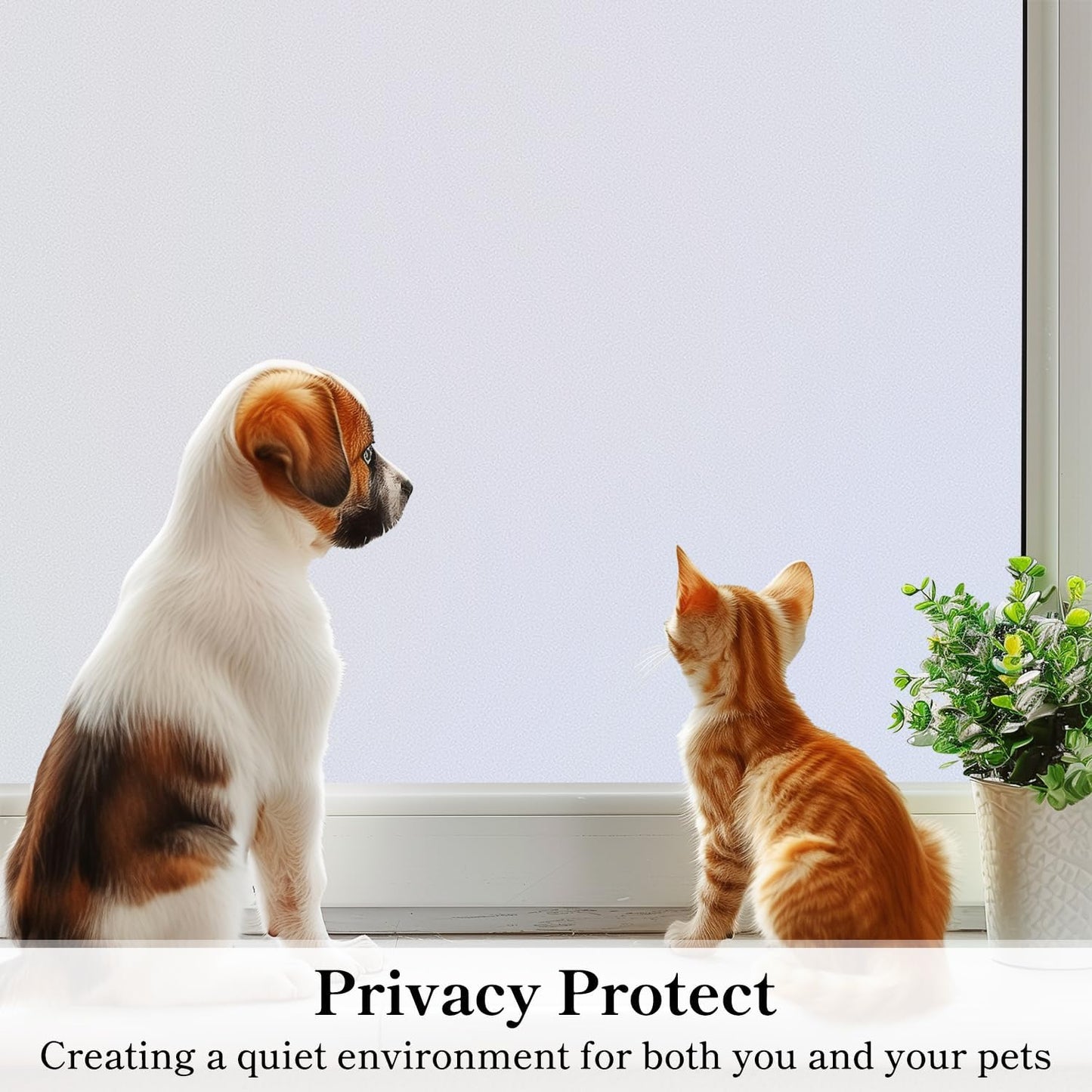 DUOFIRE Privacy Window Film Frosted Glass Film Matte White Static Cling Glass Film No Glue Anti-UV Window Sticker Non Adhesive for Privacy Office Meeting Room Bathroom Living Room DS001W 11.8x78.7in