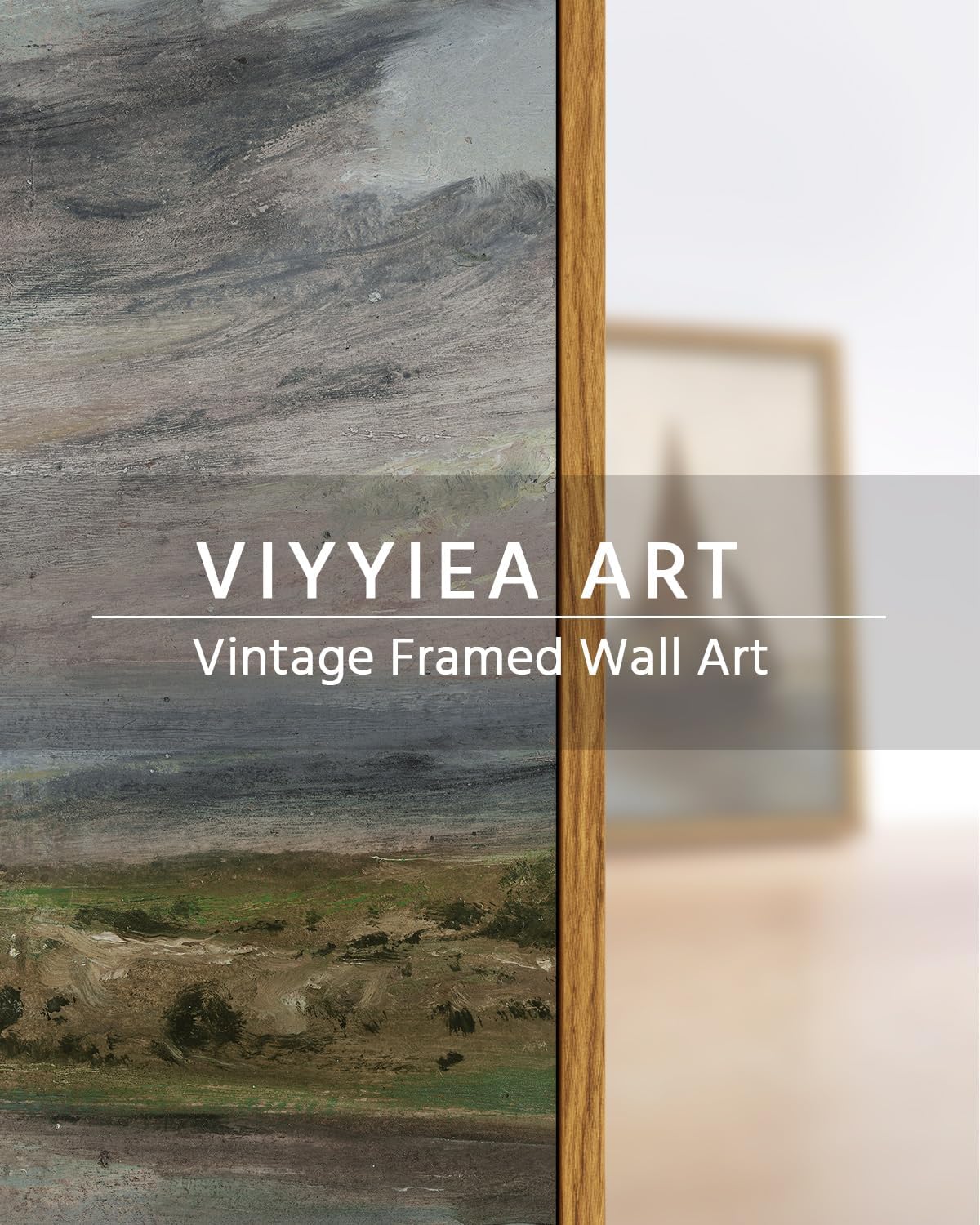 VIYYIEA Framed Canvas Wall Art Home Decor Classical Scenery Wall Pritns The Heath Grassland Oil Painting Farmhouse Wall Decor Vintage Landscape Aesthetic Countryside Decor for Living Room 8x10in