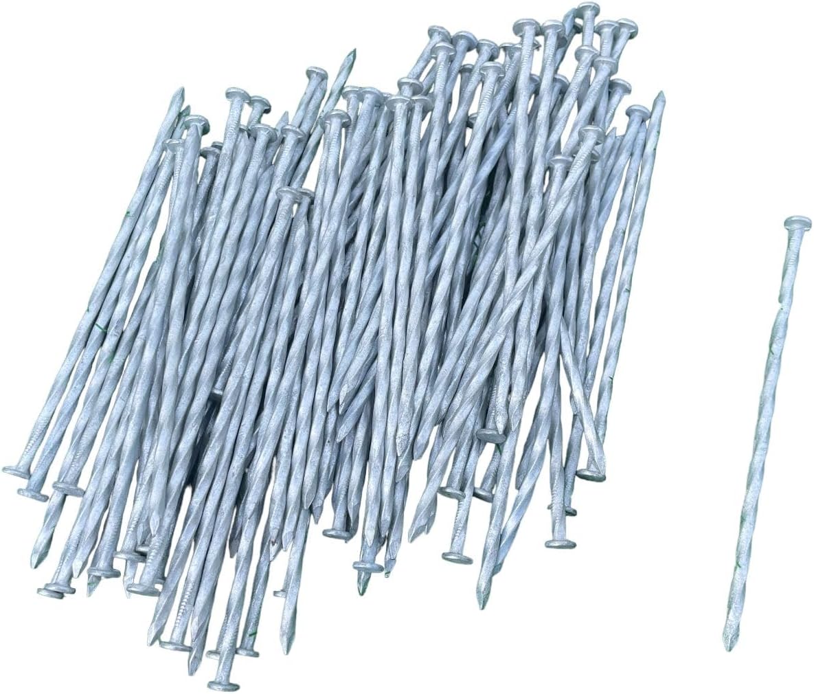 Sandbaggy 6 inch Galvanized Landscape Edging Spikes - Spiral Landscape Nails - 7 Gauge Steel - Great For Hard Rocky Soil - Also Great For Paver Edging, Artificial Turf, Landscape Fabric (1000, 6 inch)