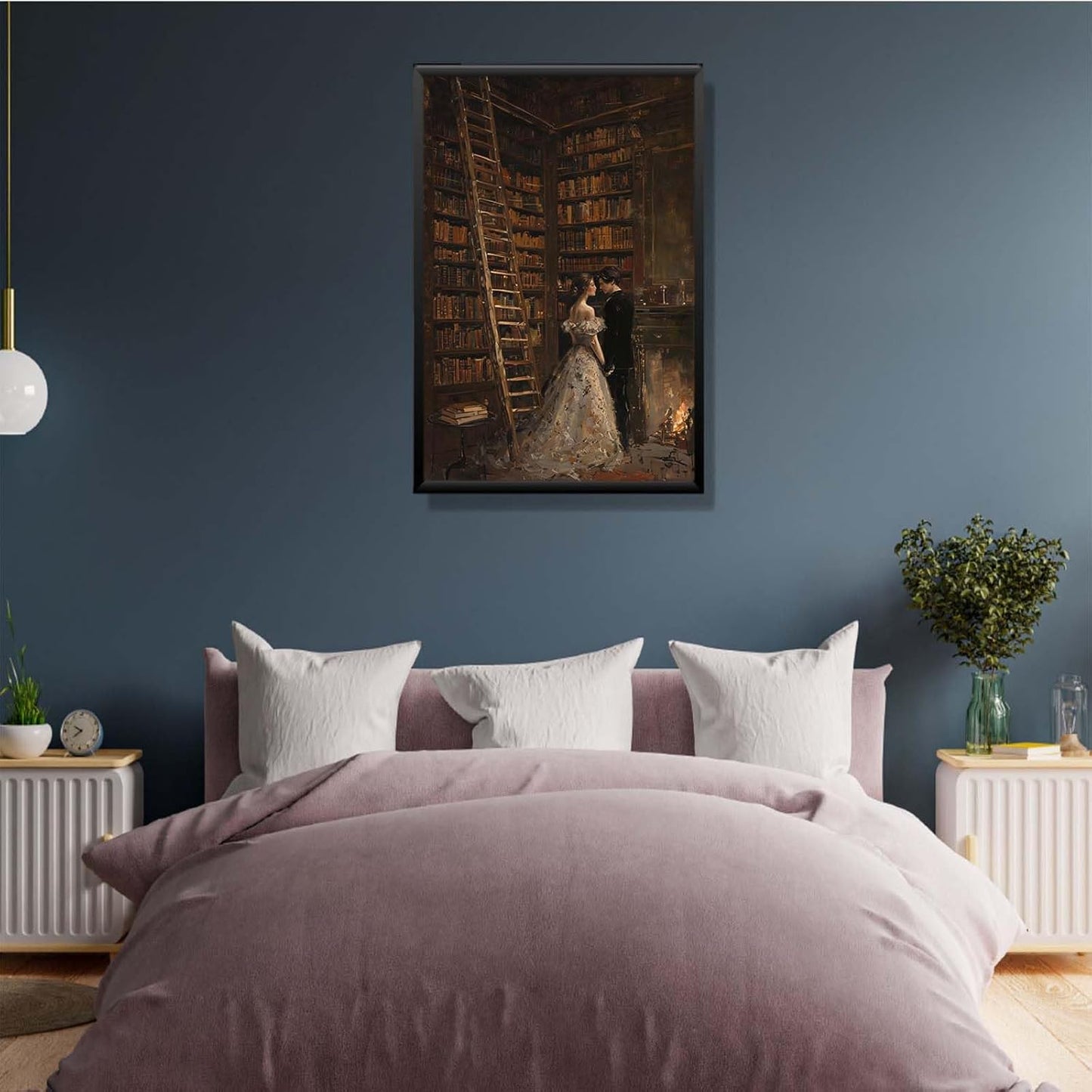 JFHCQJPK Gothic retro library scene decoration melancholy calm art college style wall aesthetic antique style home decoration suitable for bedroom living room24x36in Metal blackFramed