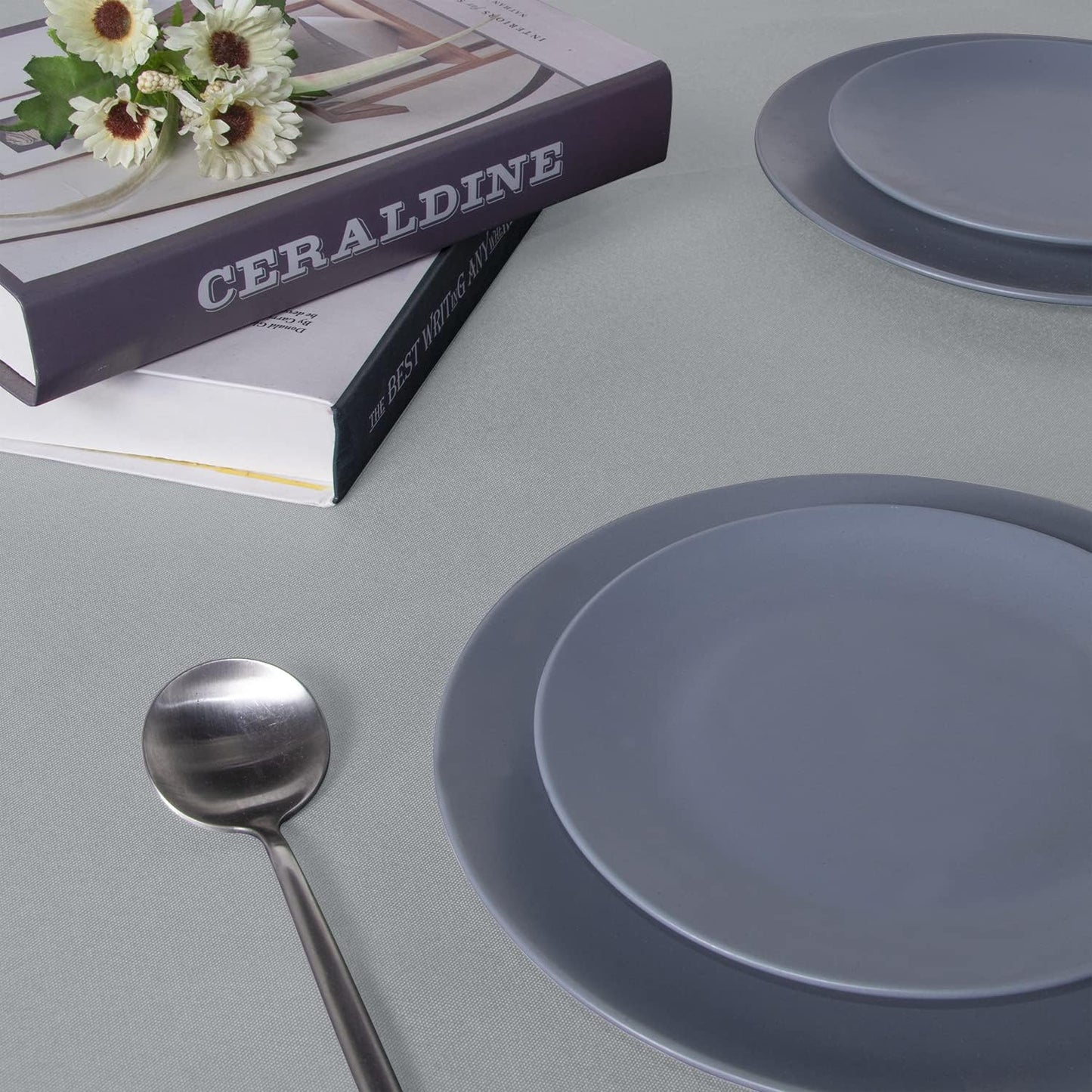 sancua Rectangle Tablecloth - 60 x 120 Inch - Stain and Wrinkle Resistant Washable Polyester Table Cloth, Decorative Fabric Table Cover for Dining Tables, Buffet Parties and Camping, Silver Grey