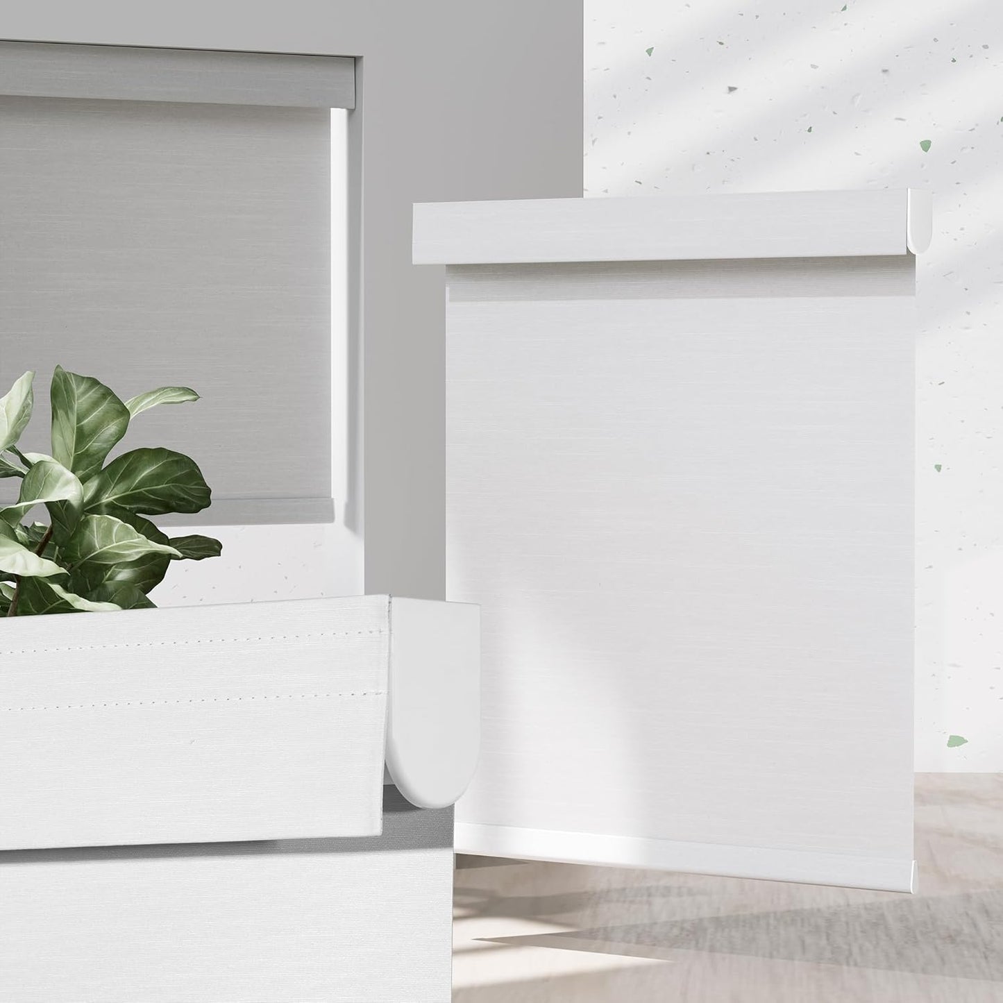 Blackout Roller Shades for Indoor Windows, Cordless Jacquard Fabric-Matched Roller Blinds, Easy to Install Privacy UV Protection Roll Up Blinds for Home Office, Pure White, 27" W x 72" H