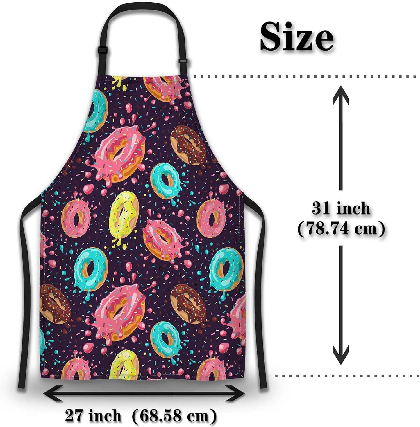 Chef Apron for Men Donuts Women Aprons for Kitchen Cooking Restaurant BBQ Painting Crafting 27” (W) x 31” (H), Waterproof Aprons