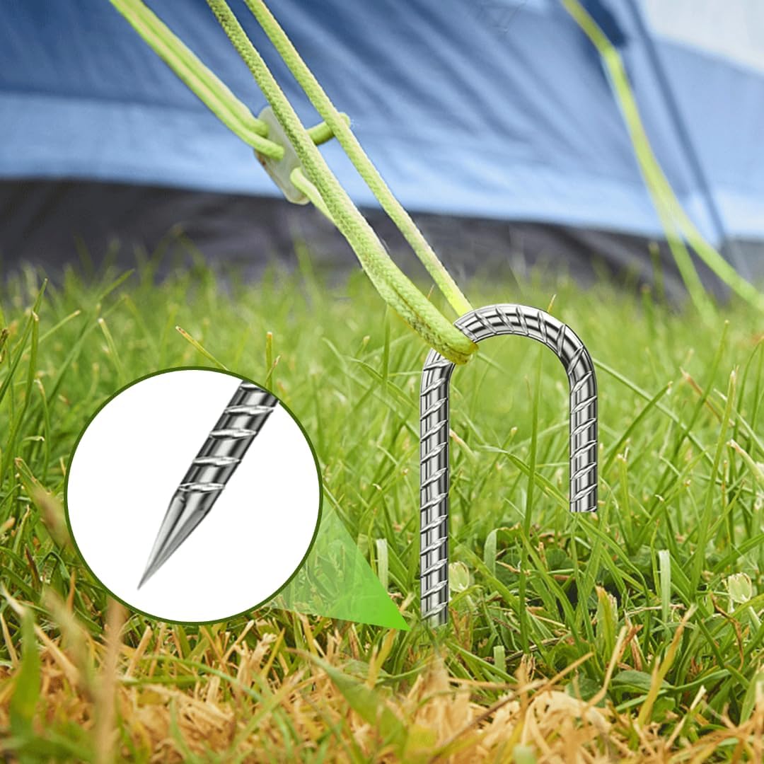 Rebar-Stakes-12-Inch, Ground Stakes Heavy Duty J-Hook Galvanized Anti-Rust Heavy Duty Ground Anchors for Garden Dog Fence Chicken Coop Christmas Decorations Deer Fence 10pcs