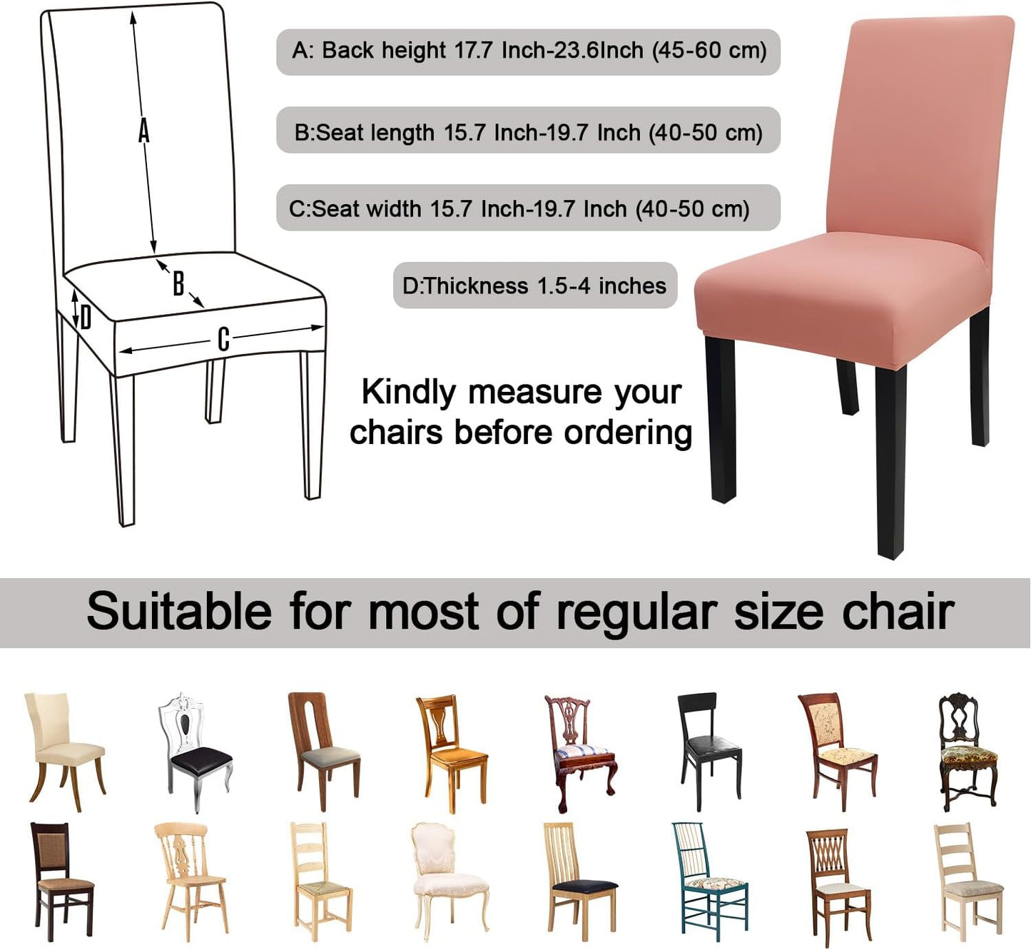 JQinHome Terra Cotta Chair Covers for Dining Room Set of 8, High Stretch Removable Washable Parsons Chair Slipcover for Home Party Hotel Wedding Ceremony (8PCS, Terra Cotta)