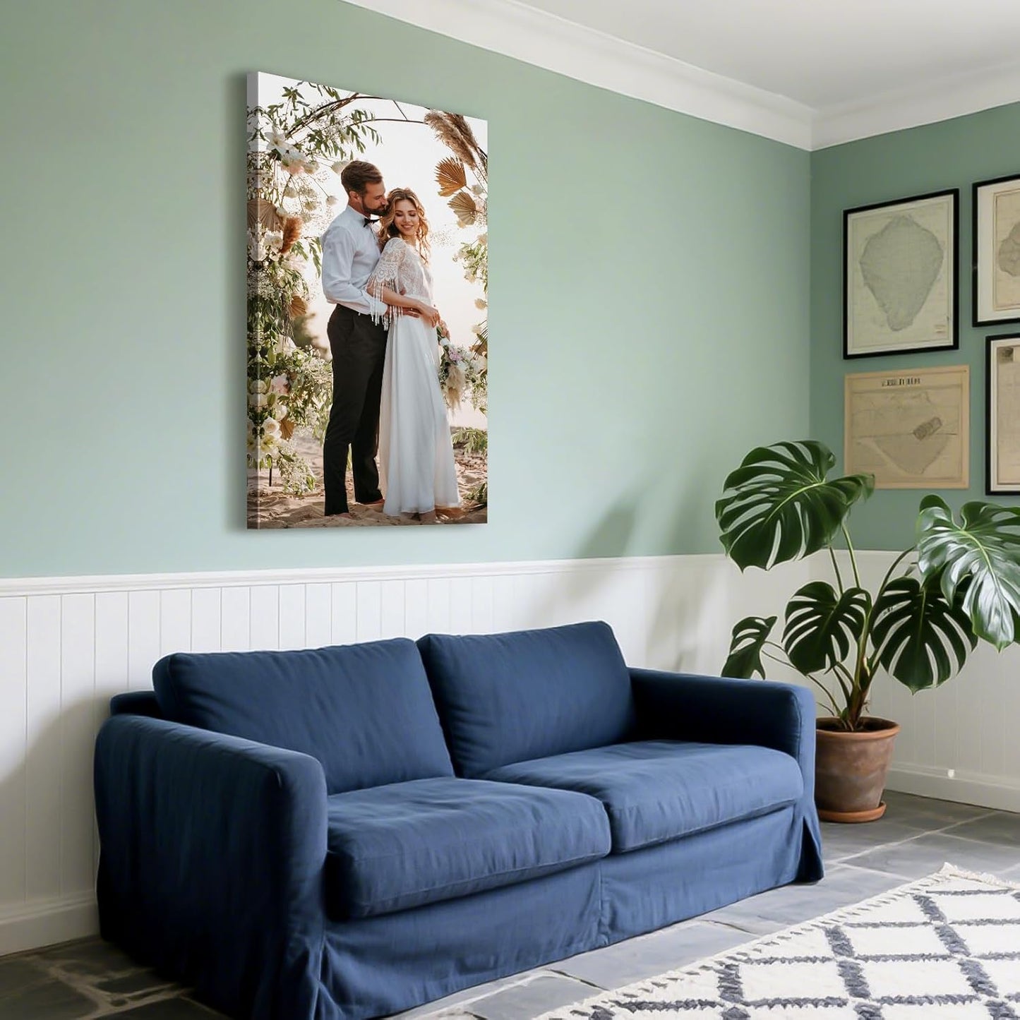 Custom Canvas Prints with Your Photos - Personalized Pictures Print, Customized Photo Gifts, Wall Art Poster Canvas Printing for Wedding, Family, Baby, Pets, Home Office Decor, Wrapped Frame