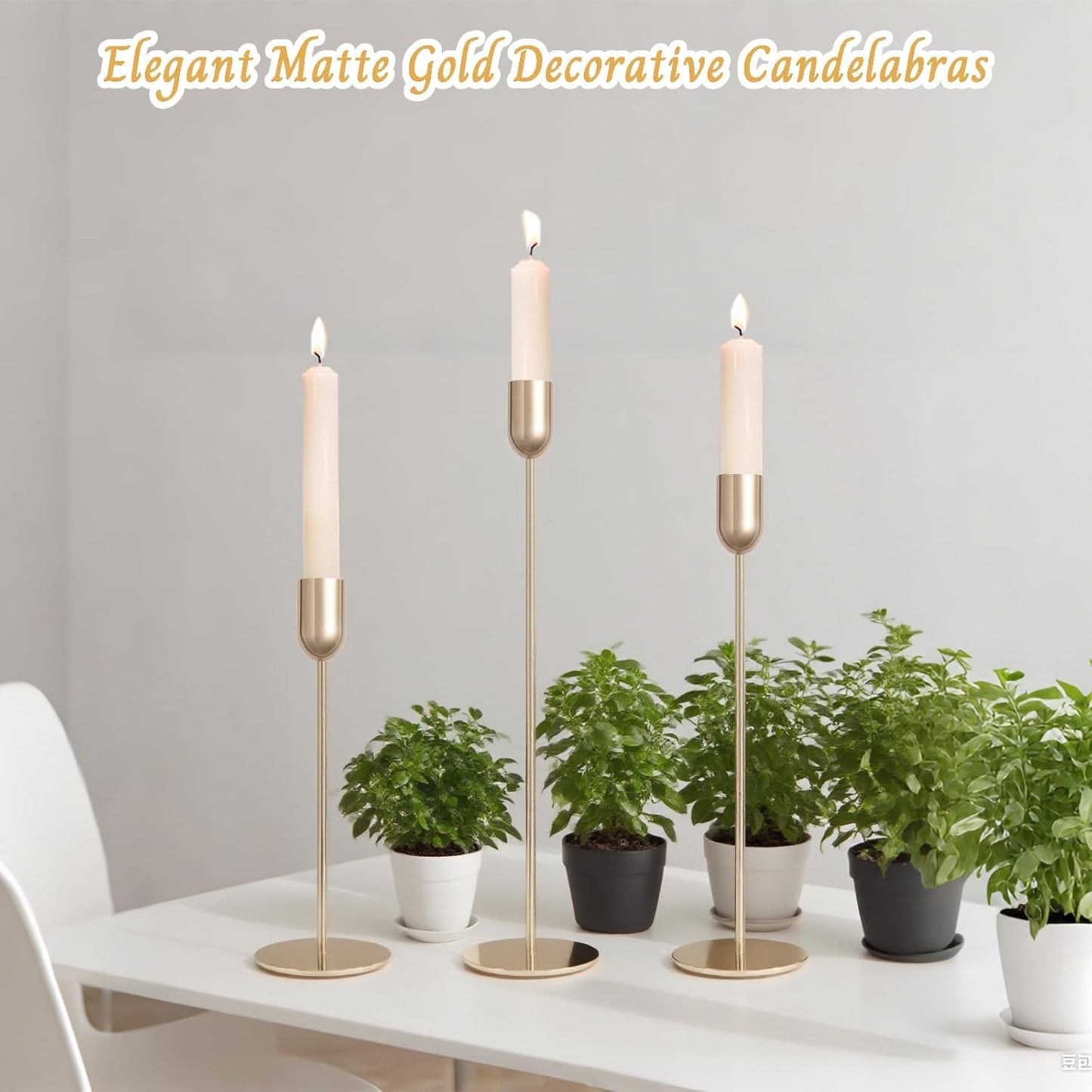 18 PCE Glod Candle Holders Set, Vintage Taper & Pillar Candle Sticks for Wedding, Dining Table, Fireplace Mantel, Elegant Home Decor, Housewarming Gift, Festive Centerpiece