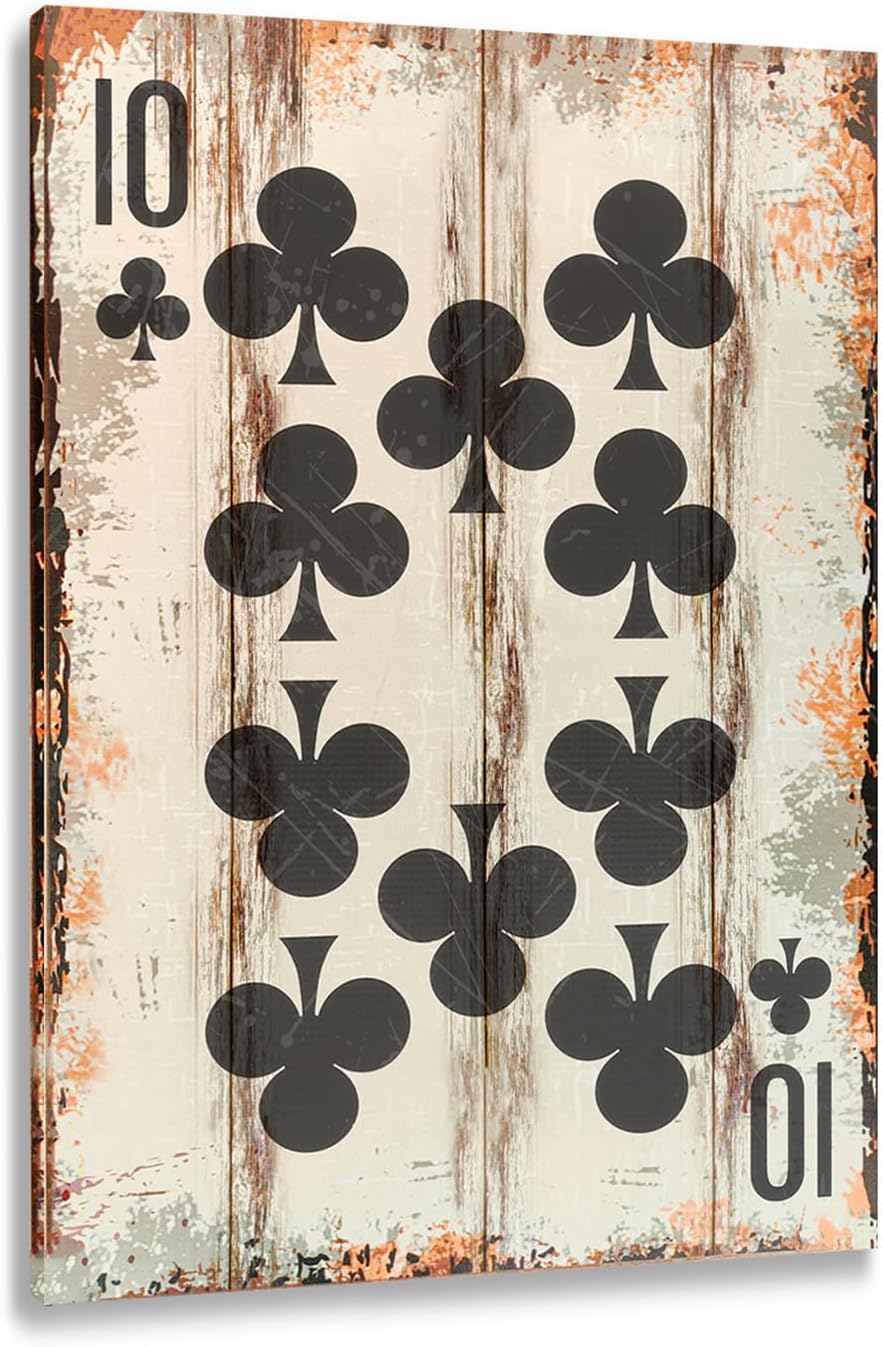 TREEPERI Poker Canvas Wall Art Print Ten of Clubs Game Room Wall Art Print Wall Decor Prints Poster With Framed