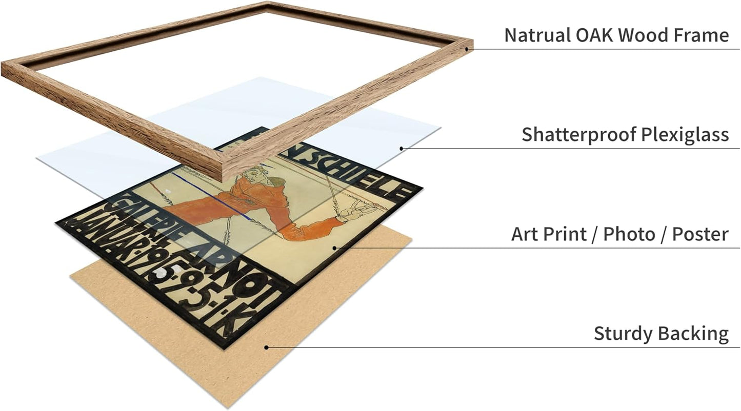 Poster Master Vintage Painting Poster - Retro Expressionism Print - Self Portrait as the Martyred St Sebastian - Gift for Artist, Friend - Wall Decor for Home, Office, 8x10 Beige Framed