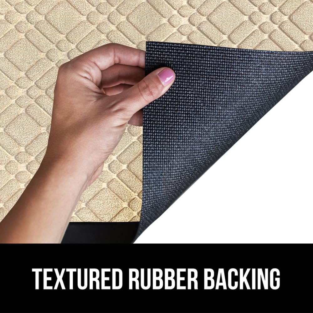 GORILLA GRIP 100% Waterproof All-Season WeatherMax Doormat, 72x24, US Designed Natural Rubber, Stain and Fade Resistant, Low Profile Indoor Outdoor Door Mats, Easy Clean Patio Mat, Modern Latte