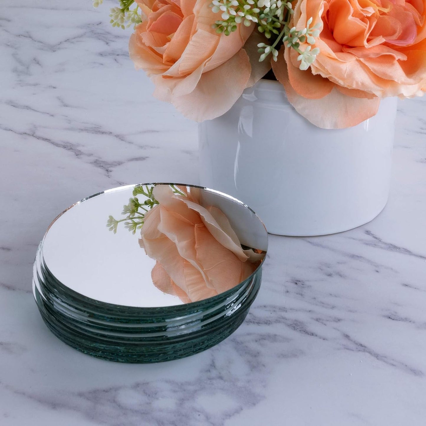 Super Z Outlet Round 4" Inch Glass Mirror Tiles Circles for DIY Arts & Crafts Projects, Traveling, Framing, Mosaic, Decoration (50 Pack)