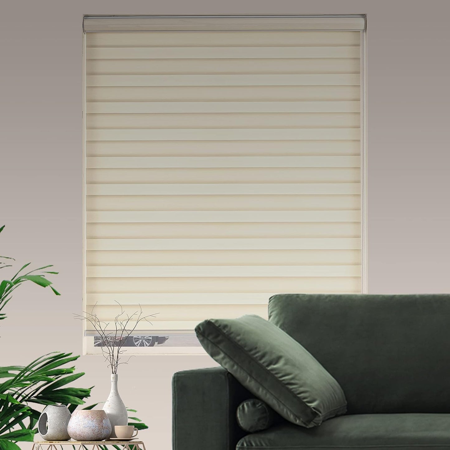 Zebra Blinds Window Blind Zebra Shade Blinds for Windows Roller Sheer Shades Privacy Light Filtering Shades for Home Kitchen Bathroom (Width 67'' X Height 72'' Cream)
