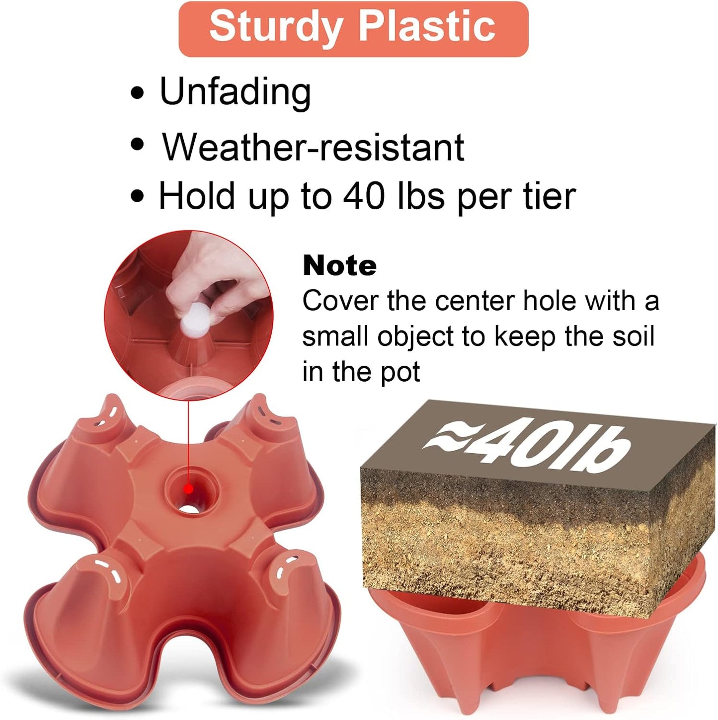 Vertical Planter 4 Tier Stackable Planters Garden Planters Strawberry Herb Flower and Vegetable Planter Indoor Outdoor Gardening Pots with Removable Wheels and Tools 2-Pack