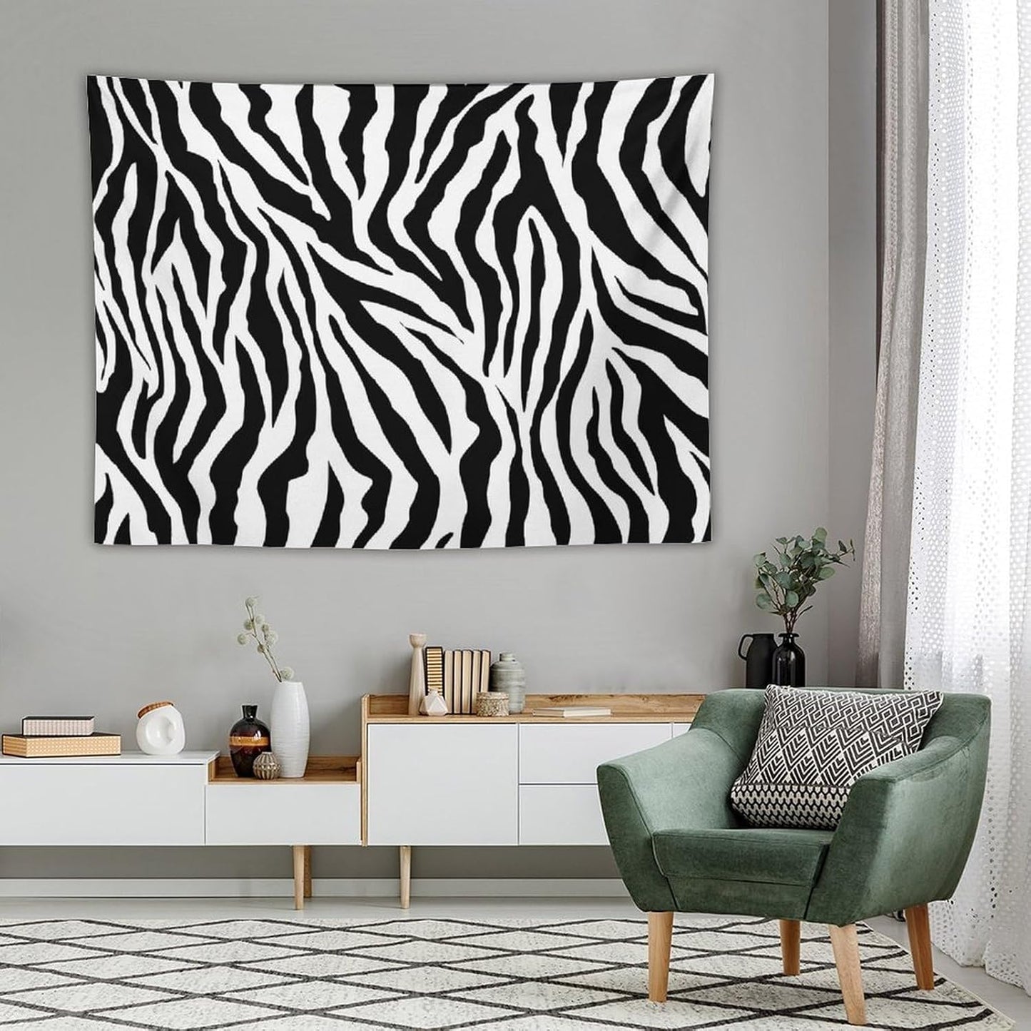HZOHNAGO Zebra Print Tapestry Nature Wild Animals Black and White Stripe Printed Wall Tapestry Painting Wall Hanging for Bedroom Living Room Dorm 80" W x 60" H