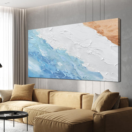 Canvas Wall Art Decor Wall Art Pictures for Living Room Abstract Canvas Art Wall Decor Large Modern Abstract Wall Art Prints White Blue Aesthetic Wall Art Artwork for Walls Home Office Decor 29"X58"