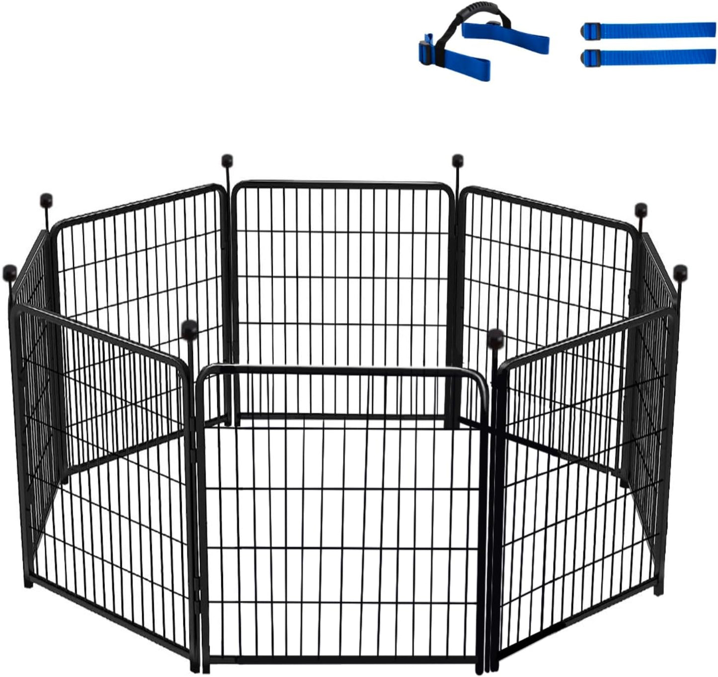 Tall Garden Fence Without Gate, 54 in(H) Dog Fences for The Yard, 8 Panels Total 17.7 Ft(L) Outdoor Dogs Fence, Modular Fencing,Dogs Fences Outdoor for Yard. Garden Fencing