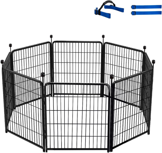 Tall Garden Fence Without Gate, 54 in(H) Dog Fences for The Yard, 8 Panels Total 17.7 Ft(L) Outdoor Dogs Fence, Modular Fencing,Dogs Fences Outdoor for Yard. Garden Fencing