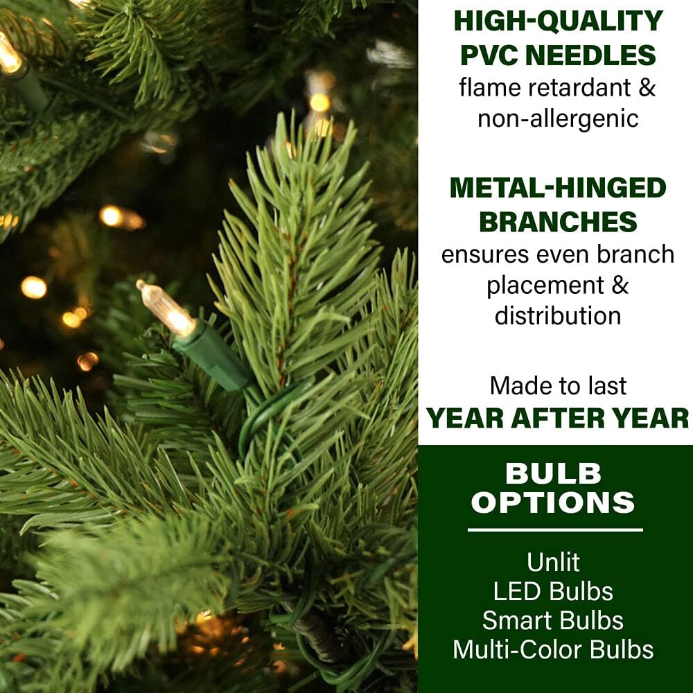 Fraser Hill Farm 6.5-Ft. Foxtail Pine Artificial Christmas Tree with Stand and No Lights, Unlit Foldable Fake Tree with Realistic Foliage for Home Decoration