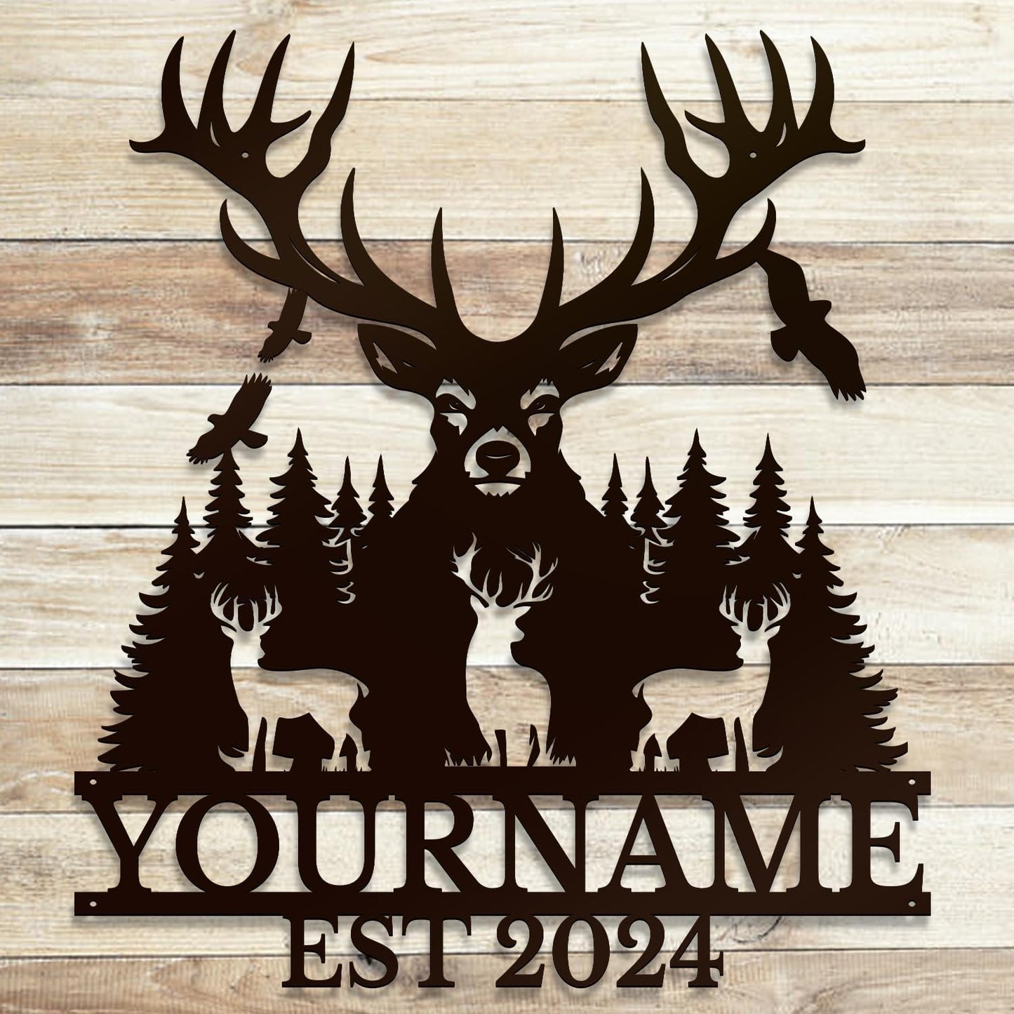 Personalized Metal Signs: Custom Shed Wall Decor, Black Deer Wall Art, Home Signs Plaques, Outdoor Decorative Signage (Style A)