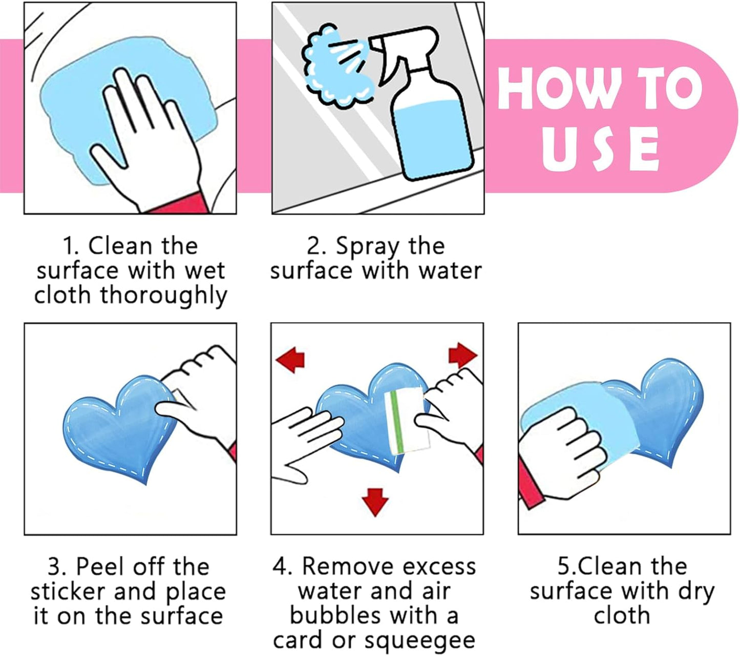 Mfault Valentines Day Love Hearts Window Clings 4 Sheets, Pink Blue Polka Dot Stripes Be Mine Romantic Stickers Decals Decorations, Anniversary Wedding Home Kitchen Decor Party Supplies