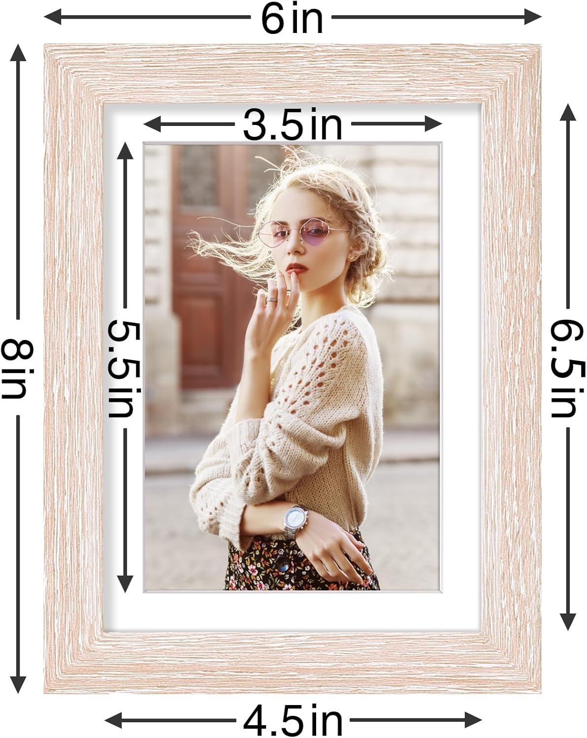 Vittanly 5x7 Picture Frames Set of 9, Shatter Resistant Plexiglass, Display 4x6 Pictures with Mat or 5x7 without Mat, Photo Frames for Wall or Tabletop, Engineered Wood, Rustic Pink