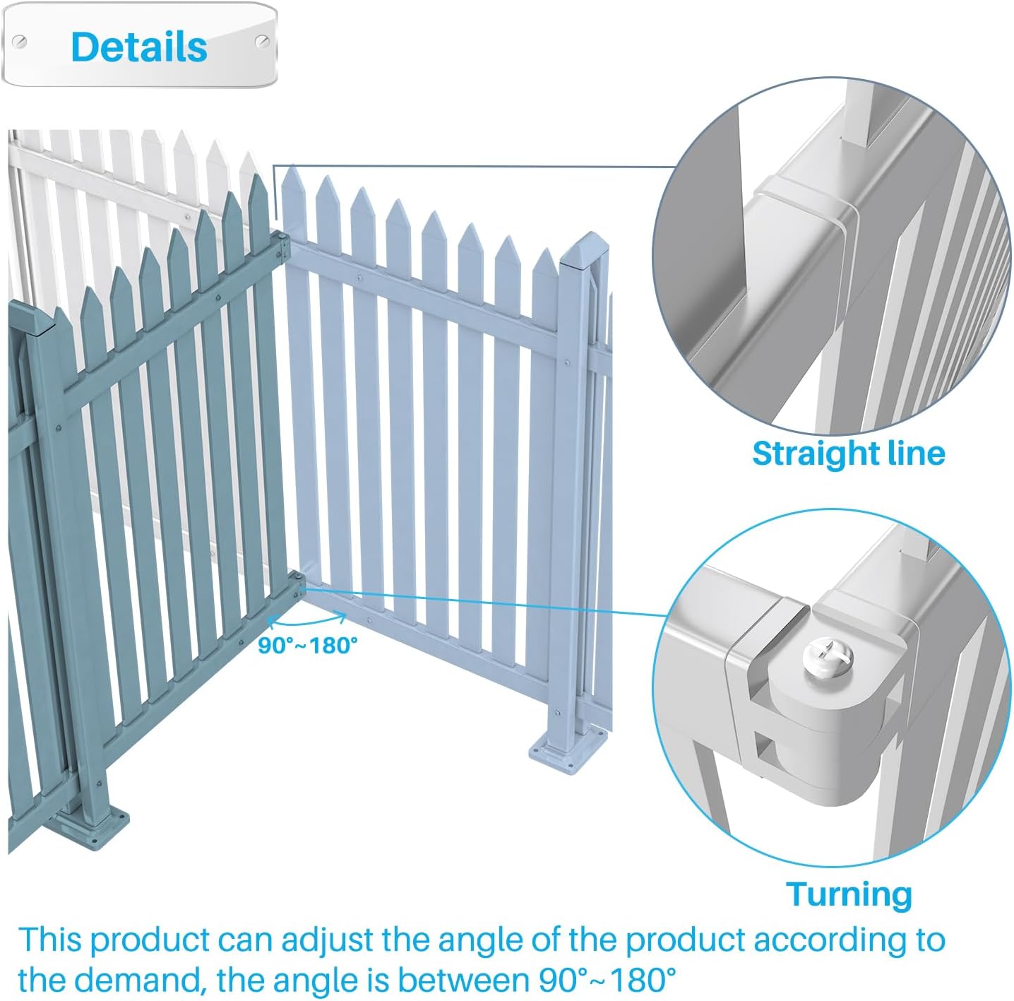 Patio 8 Sets Vinyl Picket Fence Panels 30" H x 84" W White PVC Decorative Fence for Front Yard Porch Patio Deck Pool Air Conditioner Fence Safety Dog Fence (34 Pickets, Straight)
