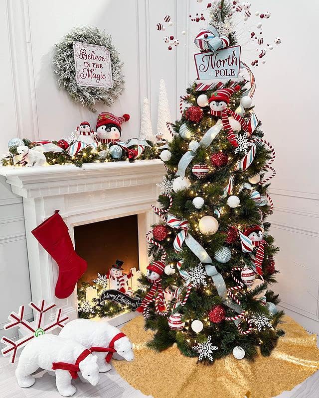 Tree Skirt 48 Inch Gold Christmas Tree Skirt Sequin Tree Skirt for 6ft Tree Glitter Gold Christmas Decorations