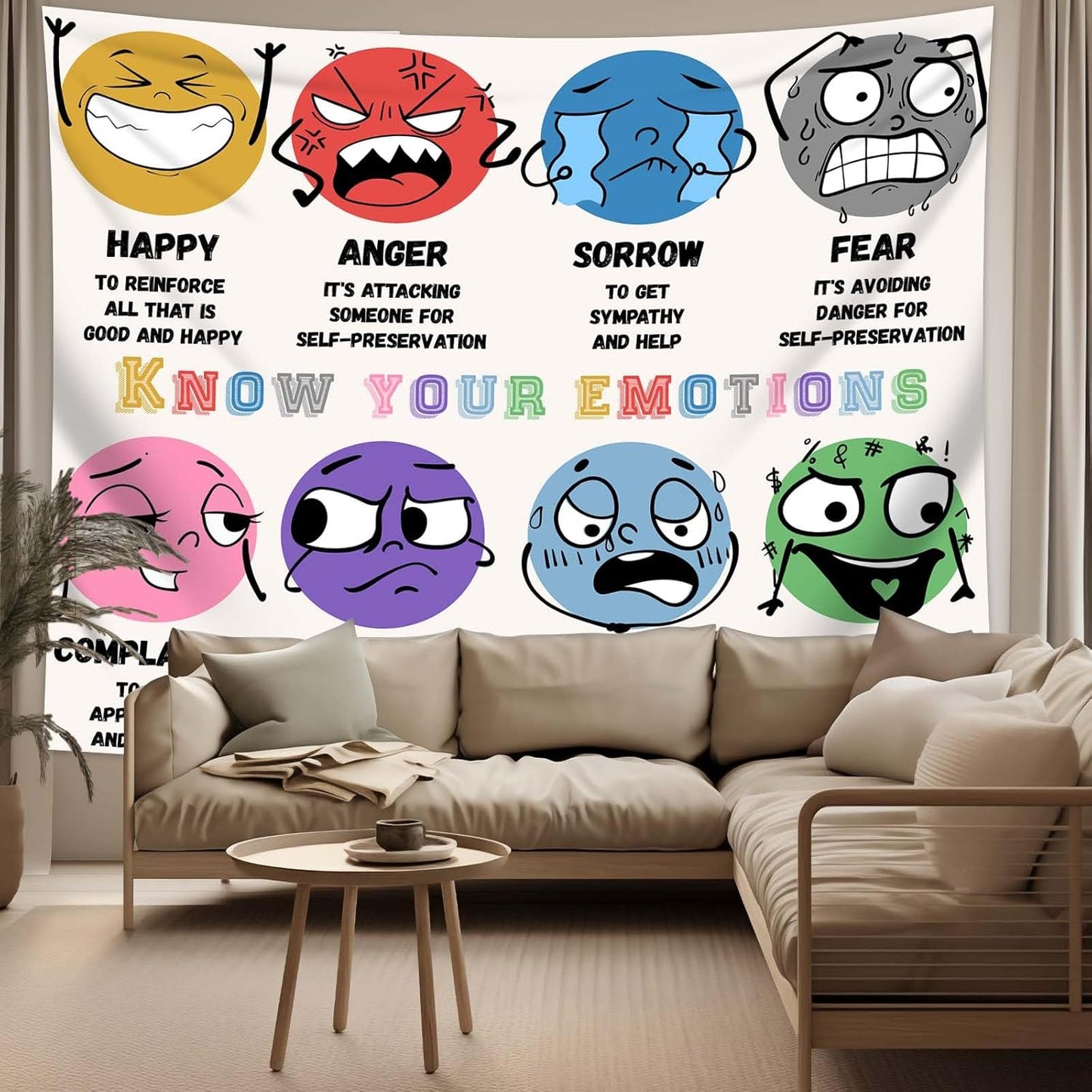 dueeia Mental Health Therapy Tapestry Wall Hanging Counseling Office Classroom Inspirational Motivational Tapestries for School Bedroom Living Room Wall Decor (90.6"x70.9")