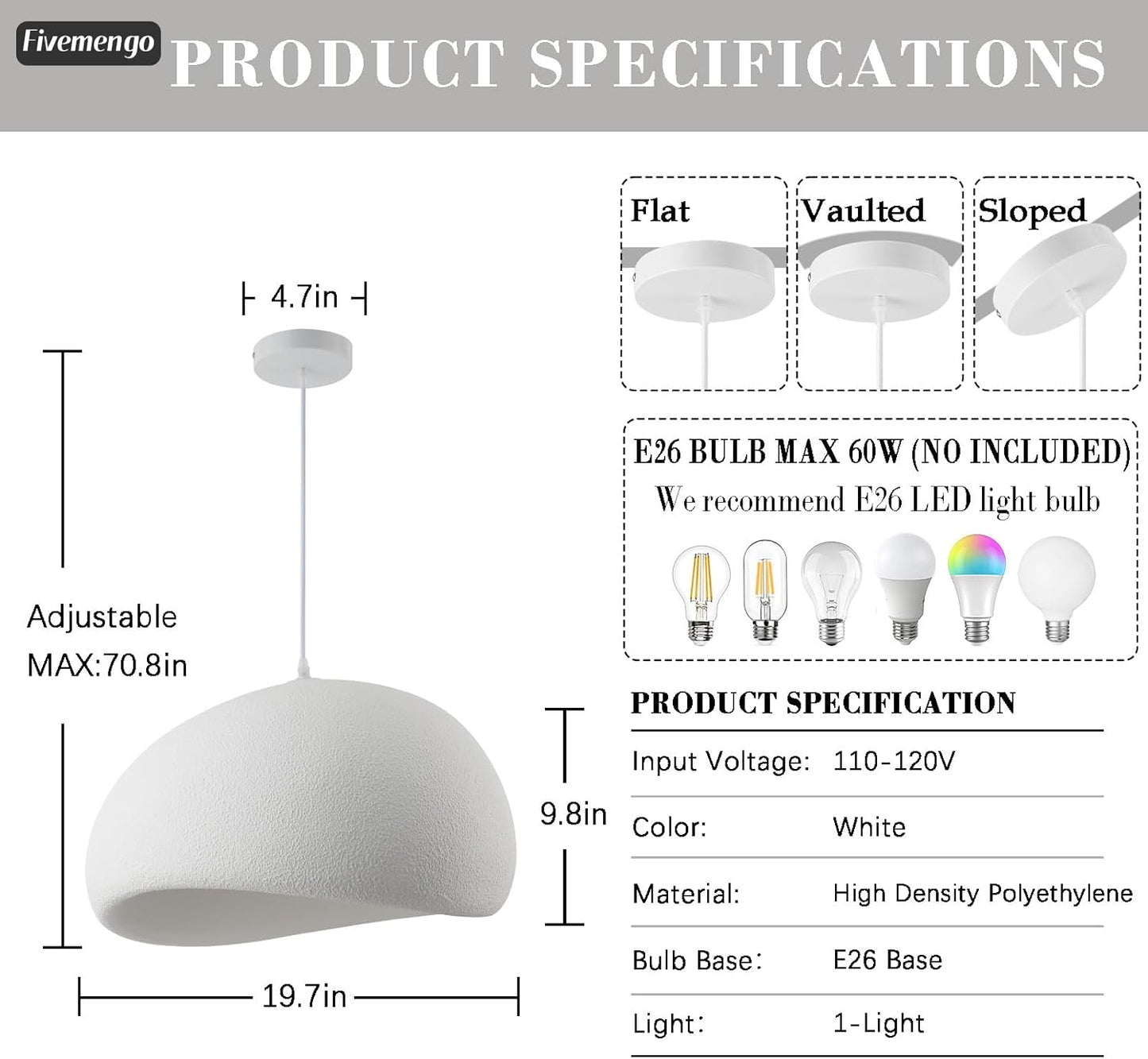 19.7in Wabi Sabi Pendant Lights Kitchen Island Lighting Fixture Ceiling Mount White Modern Japanese Lamp Japandi Chandelier for Dining Living Room Hallway Bedroom Restaurant Hanging Lamp