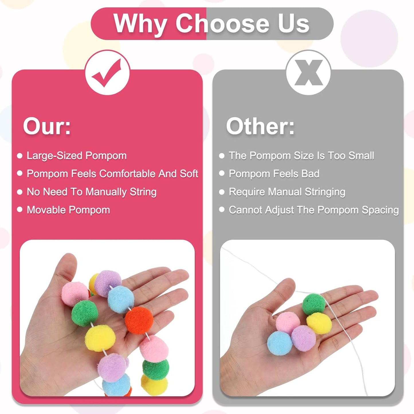 PATIKIL 13Ft Pom Pom Garland Decorations, 2Pcs Colorful Felt Ball Garland Banner Cute Rainbow Pompom Hanging Decorations for Tree Ornaments Homes Decor, Orange/Black/Purple/White