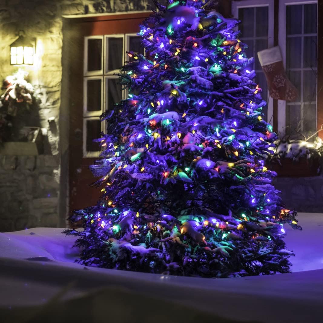 Solar Christmas Tree Lights Outdoor Solar Christmas Lights for Christmas Decorations, 100 LED C6 Strawberry Christmas Fairy Lights for Xmas Tree Garden Yard Patio Arbor Decor(Multicolor, 8 Modes)