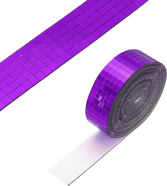 PATIKIL 5x5mm Self Adhesive Mirrors Mosaic Tiles, 3600 Pcs Square Mini Glass Mosaic Disco Tile Sticker for DIY Craft Disco Ball Party Decoration, Purple