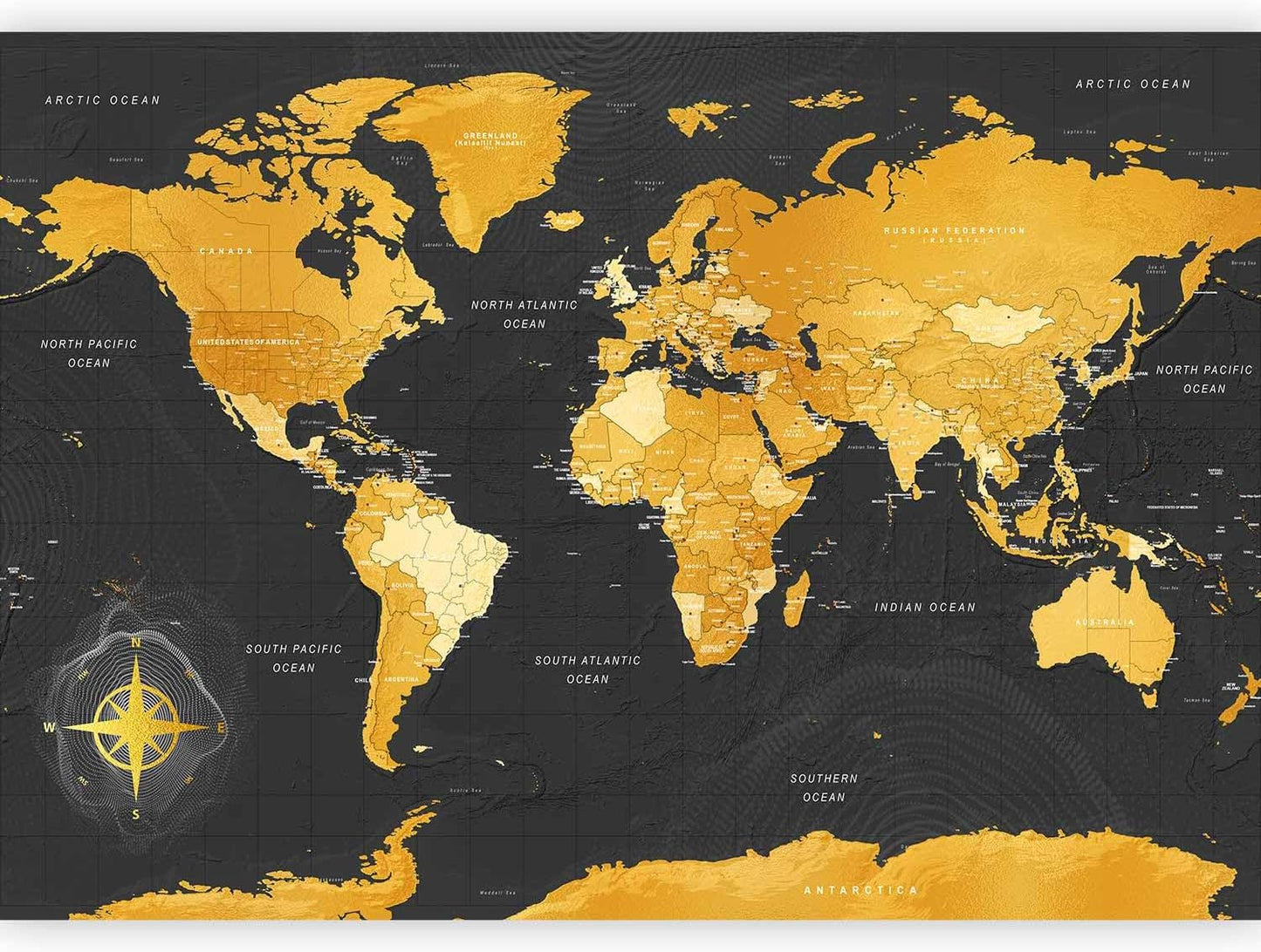 artgeist Premium Wall Mural World Map 118x83 in - XXL Non-Woven Wallpaper Fleece Wall Decor Photo Print Picture Image Design Home Map of The World k-A-0130-a-a