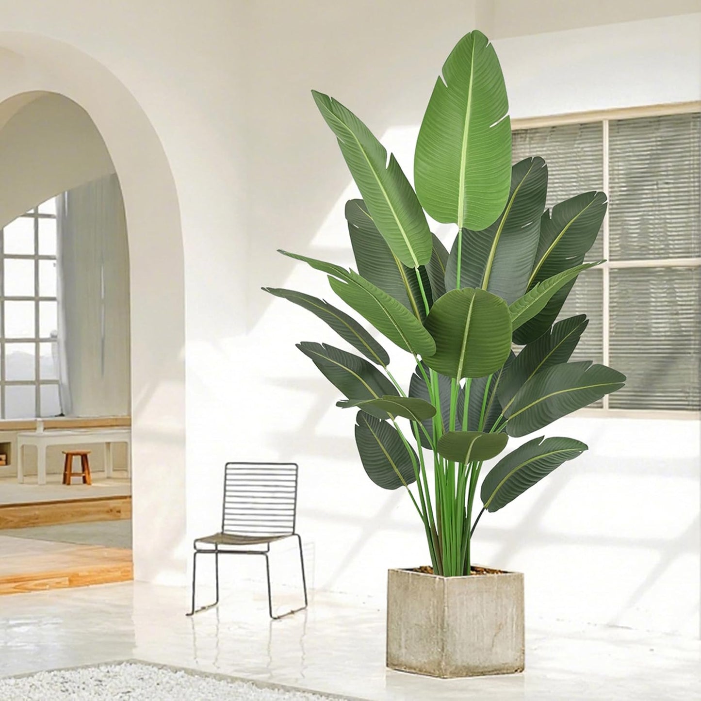 Artificial Bird of Paradise Plant 7ft Tall Fake Silk Banana Leaf Tropical Trees with 19 Leaves Faux Floor Plant for Home Decor Indoor, 82 Inch