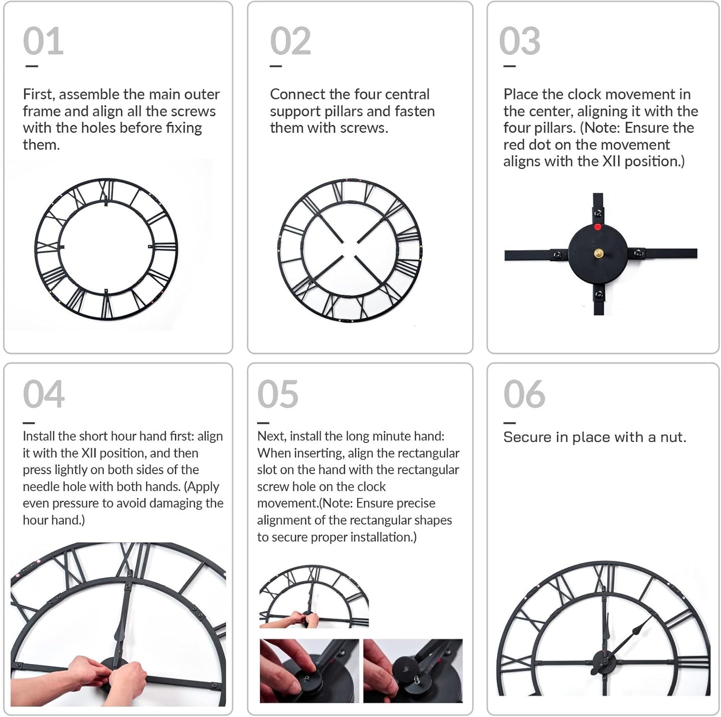 Large Wall Clock for Living Room Decor – 48 Inch Silent Non-Ticking Modern Farmhouse Wall Clock, Oversized Decorative Metal Roman Numeral Clock, Bronze