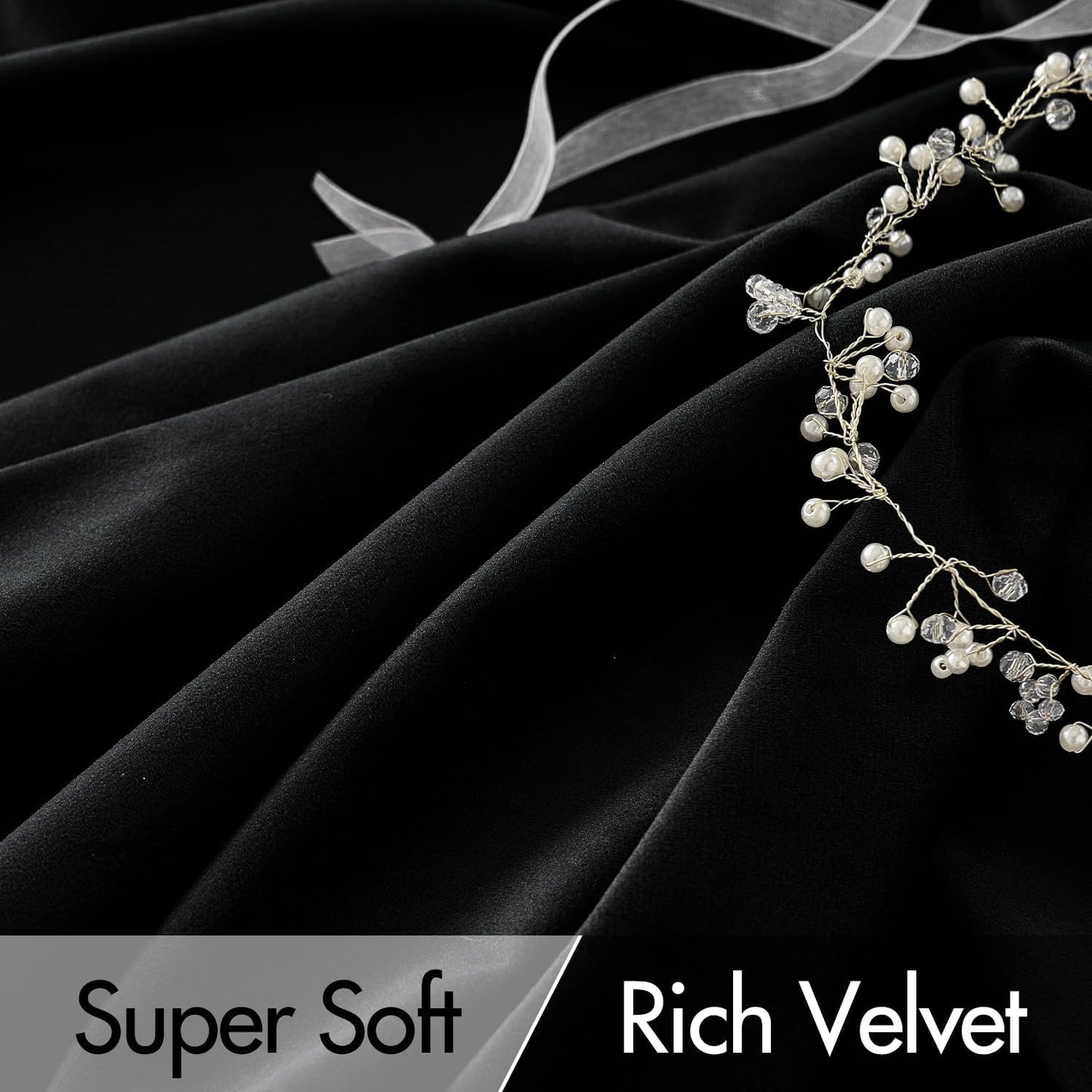 MIULEE Black Velvet Curtains 84 inches Long 2 Panels - Luxury Pinch Pleated Room Darkening Window Drapes for Bedroom Living Room Thermal Insulated Super Soft Blackout, Back Tab Rod Pocket